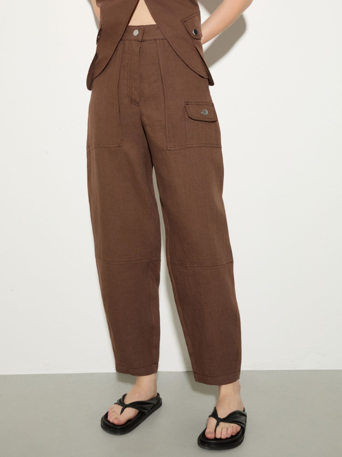 Pantaloni barrel in puro lino - CAFFE` - MAX&Co.