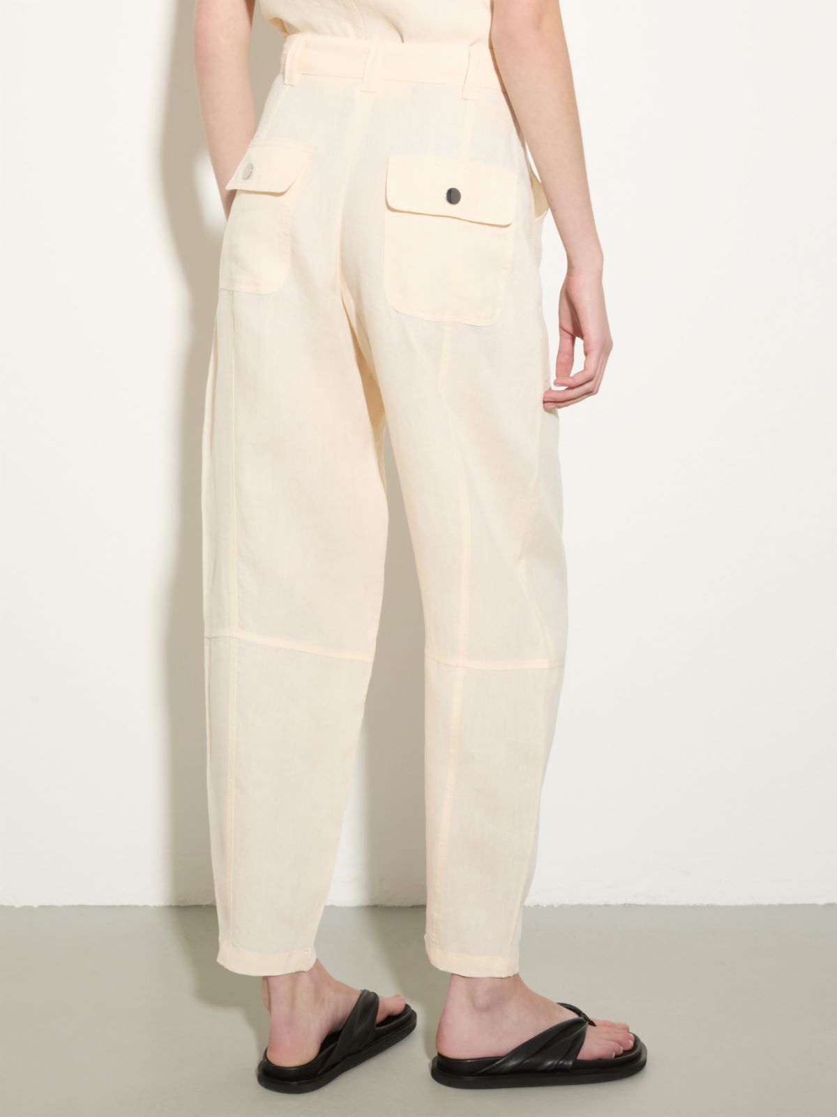 Pantaloni barrel in puro lino - LATTE - MAX&Co.