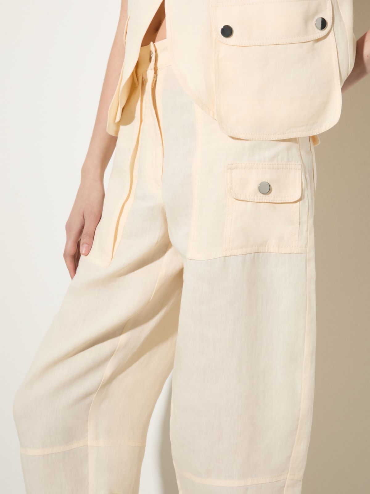 Pantaloni barrel in puro lino - LATTE - MAX&Co.