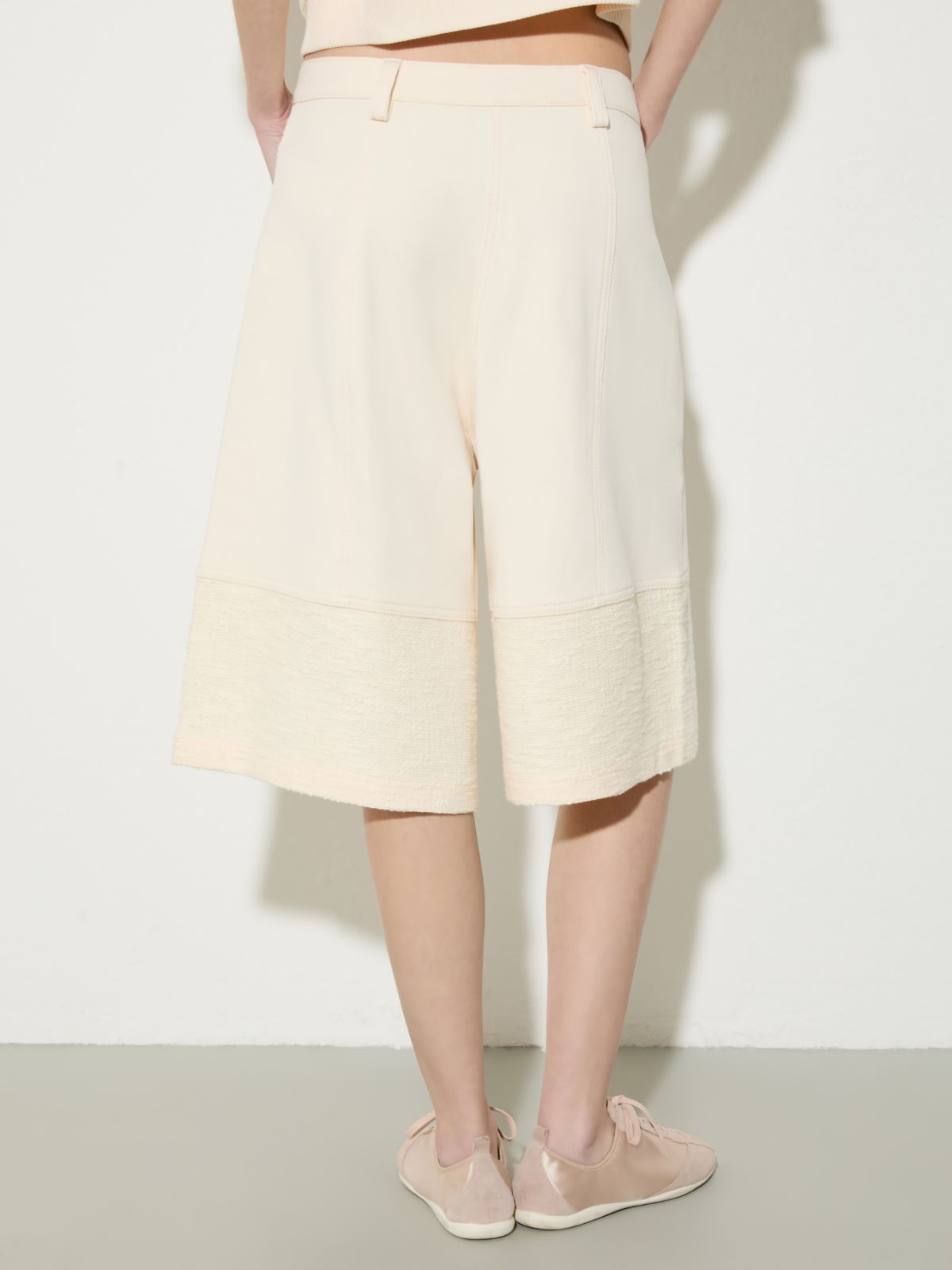 Fleece and basketweave Bermuda shorts - MILK - MAX&Co.