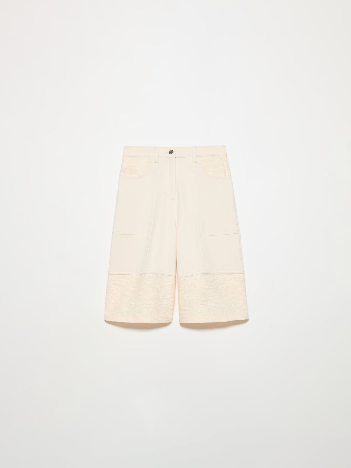 Fleece and basketweave Bermuda shorts - MILK - MAX&Co.