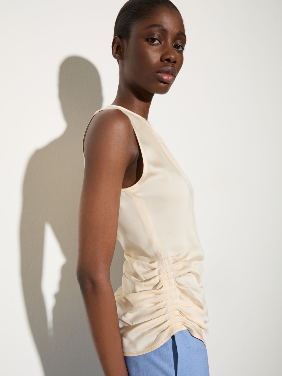 Satin top with draping - STRAW - MAX&Co. - 6