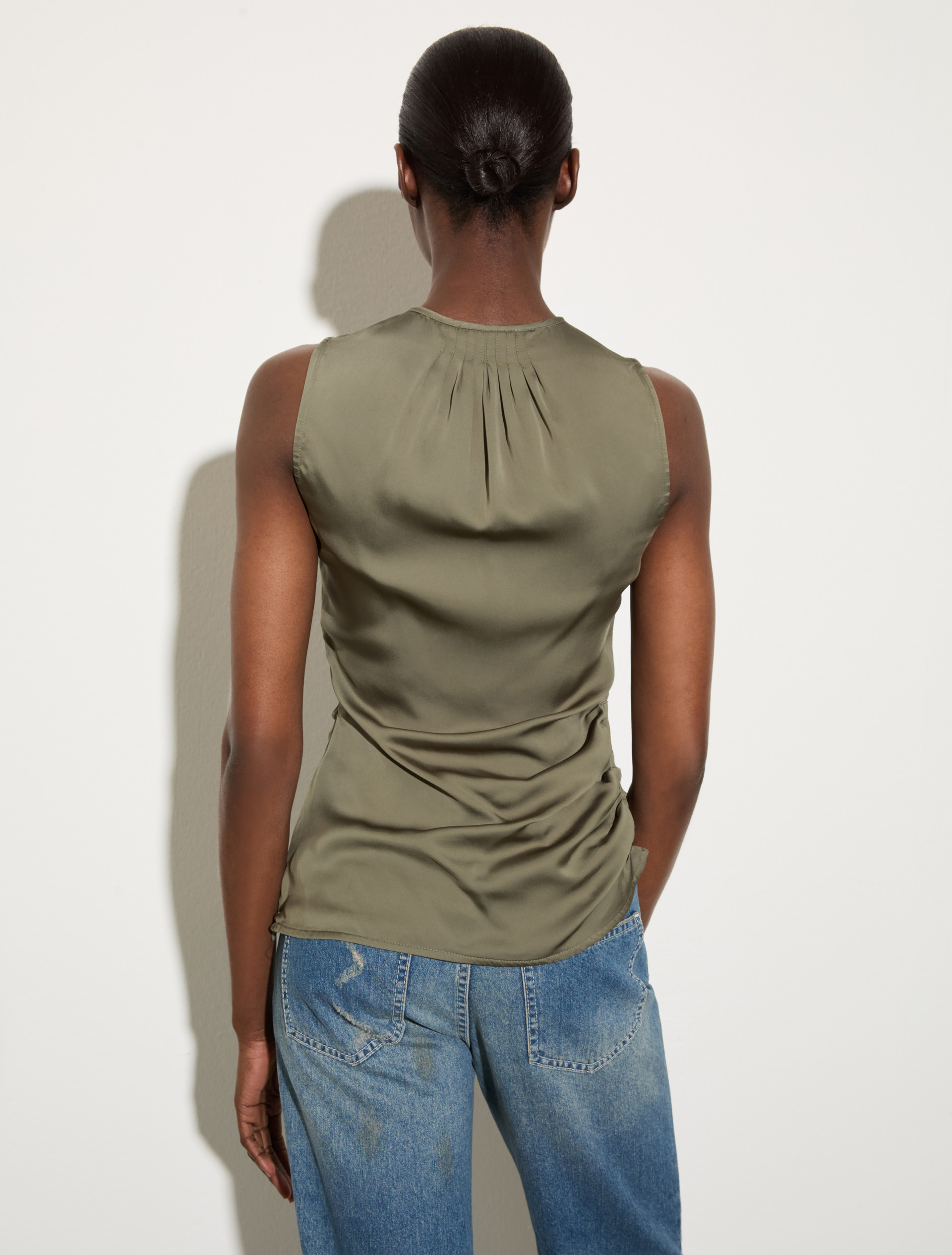 Satin top with draping - KAKI - MAX&Co. - 2