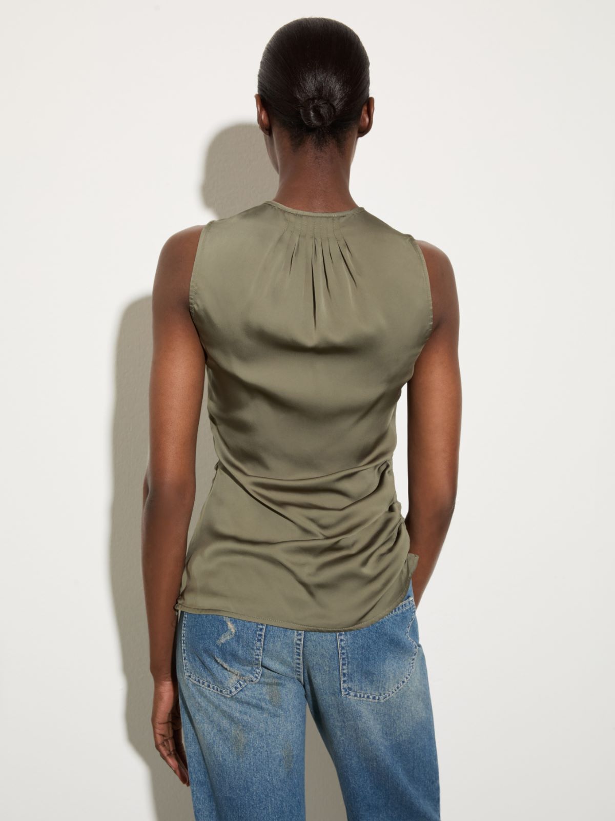 Satin top with draping - KAKI - MAX&Co. - 2