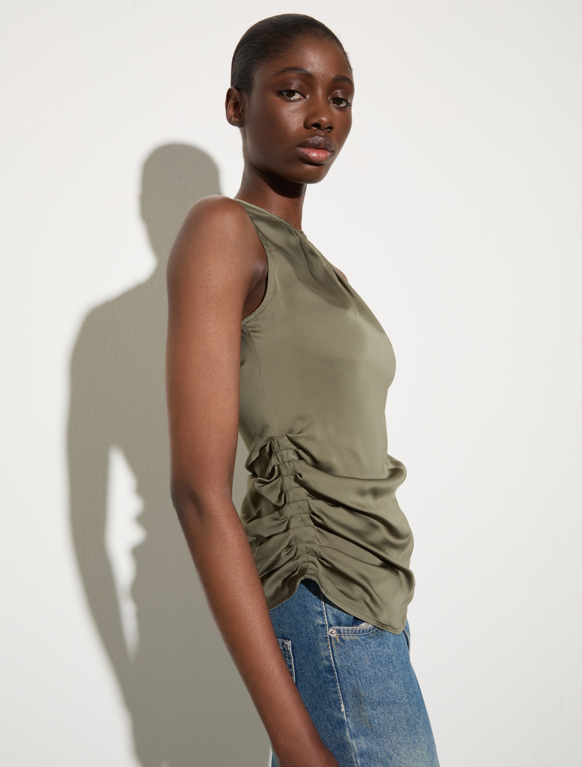 Satin top with draping - KAKI - MAX&Co. - 6