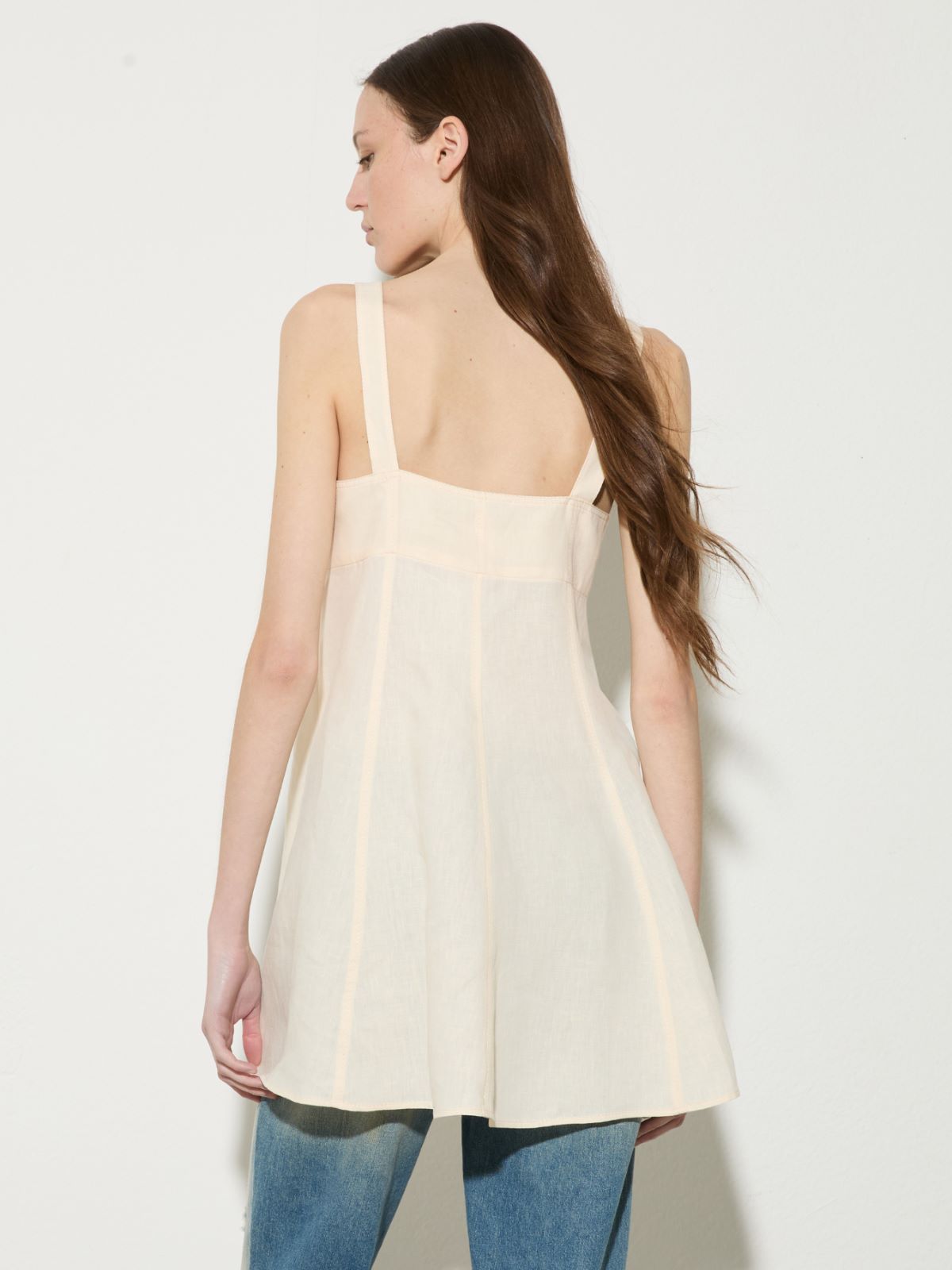 Top fit & flare de puro lino - LECHE - MAX&Co.