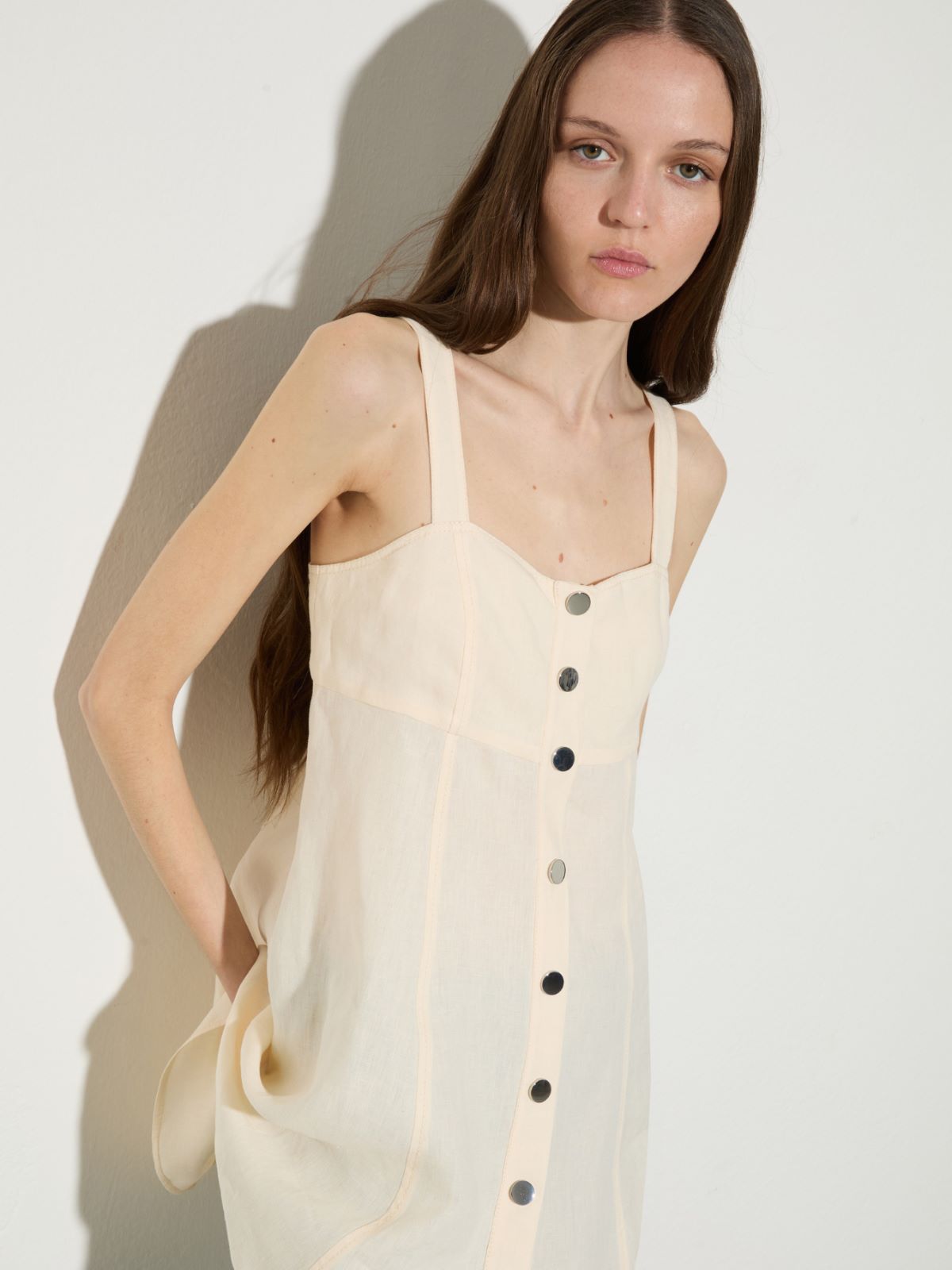 Top fit & flare de puro lino - LECHE - MAX&Co.