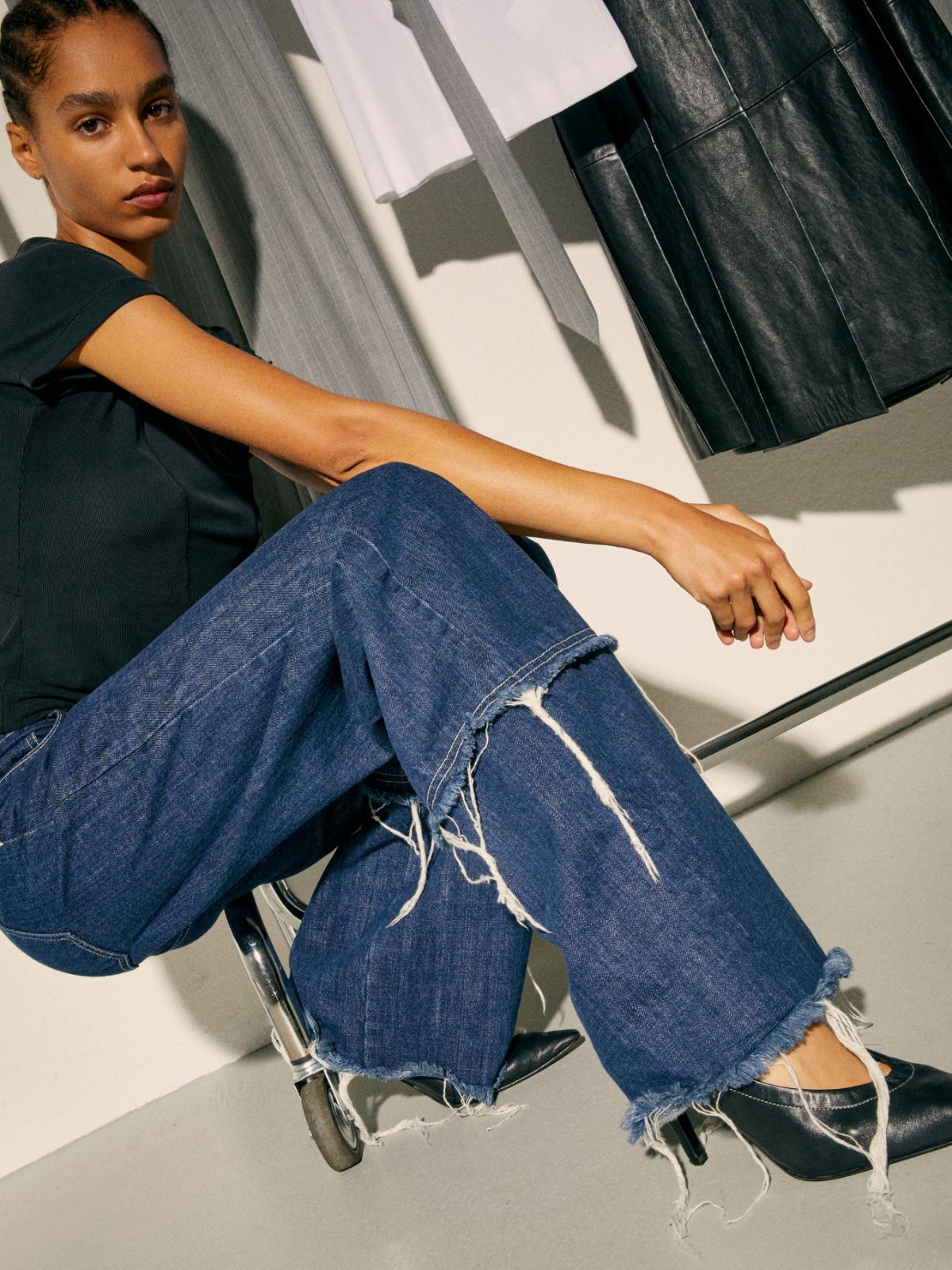 Frayed jeans Sami Miró &Co.llaboration - MIDNIGHTBLUE - MAX&Co. - 3