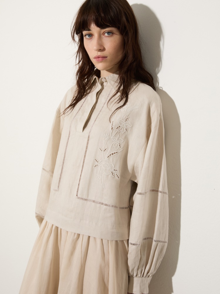 Long linen and muslin dress - MAX&Co. - 3