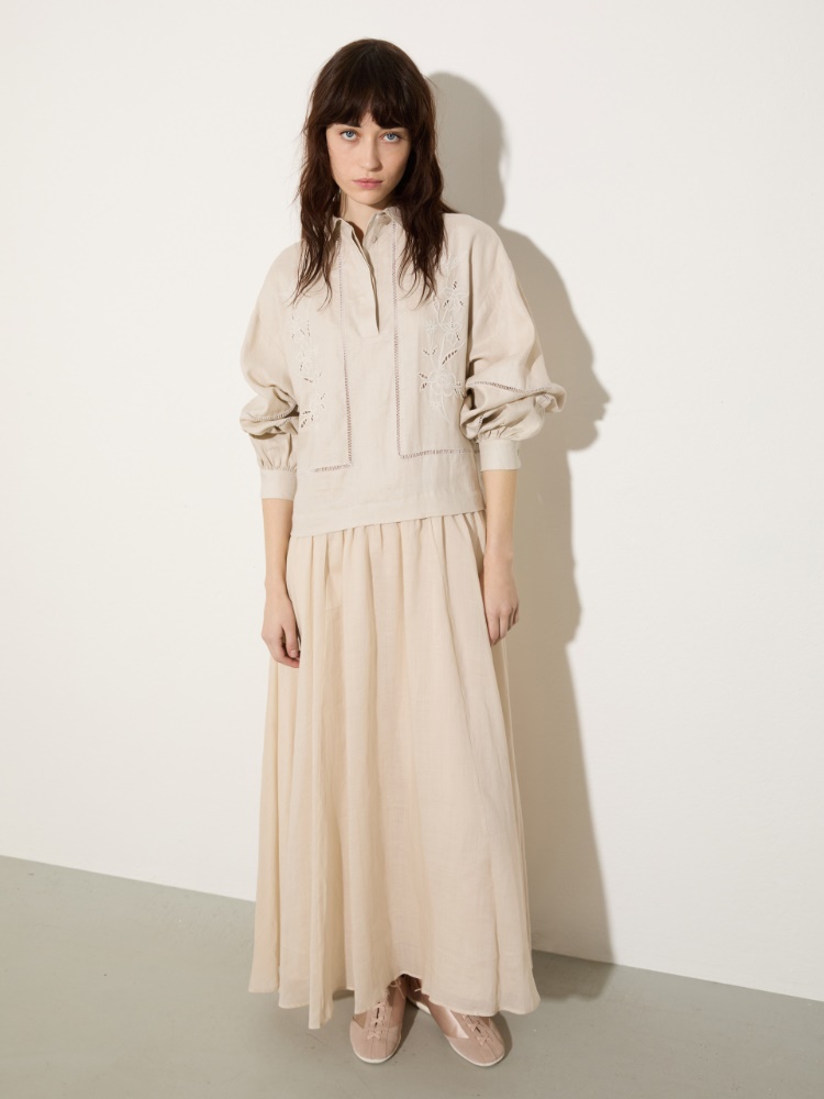 Long linen and muslin dress - MAX&Co.