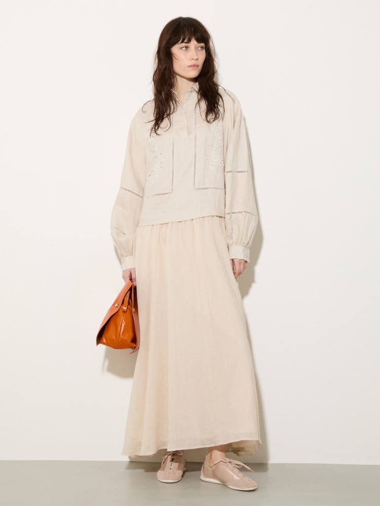 Long linen and muslin dress - MAX&Co. - 4