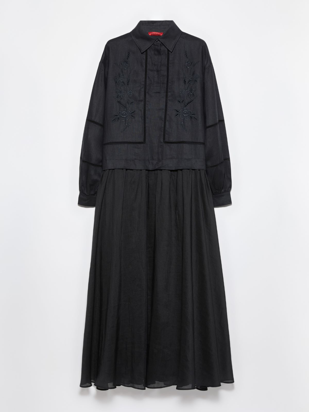 Langes Kleid aus Leinen und Musselin - SCHWARZ - MAX&Co. - 5