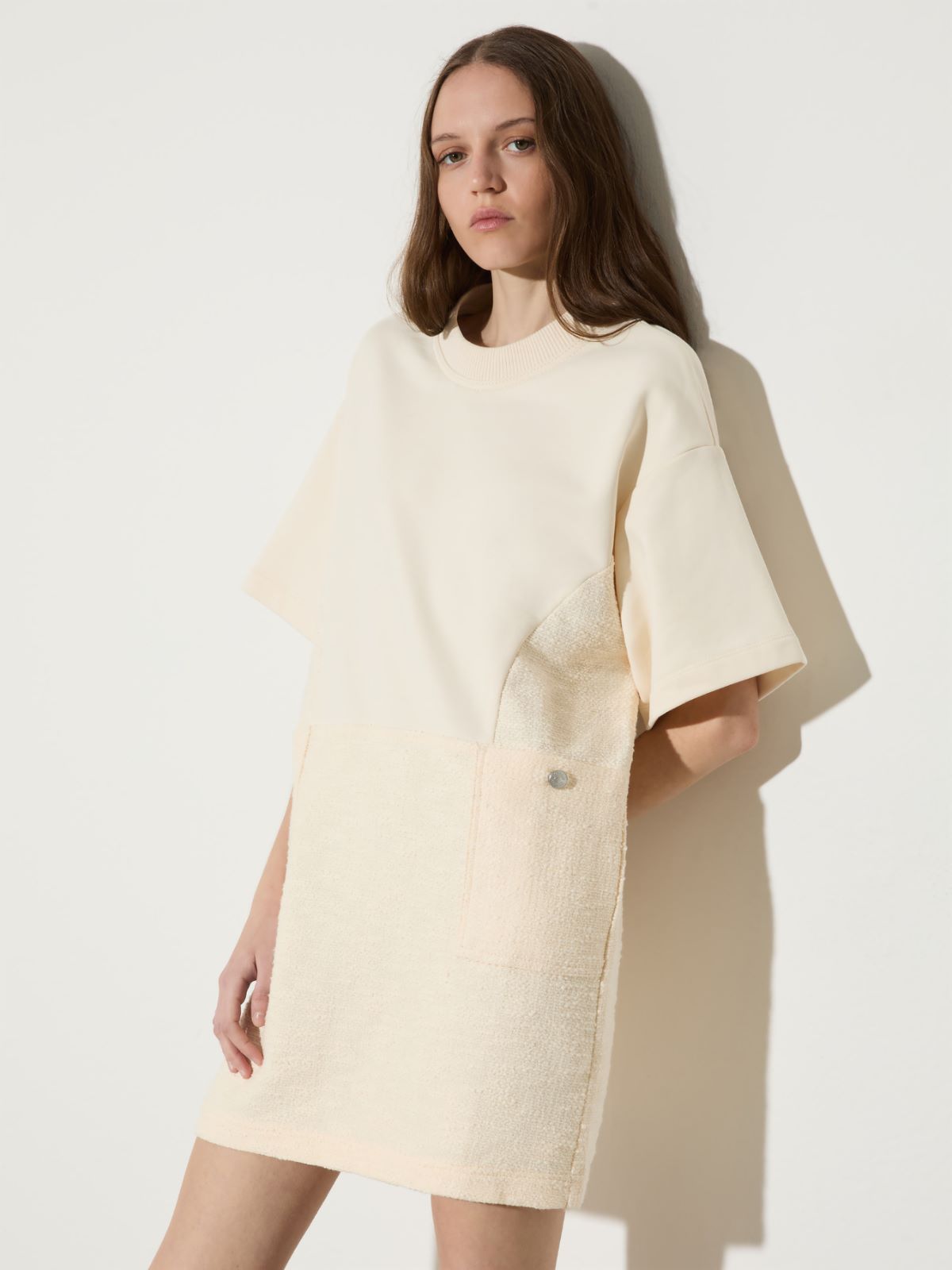 Fleece and basketweave dress - MILK - MAX&Co.