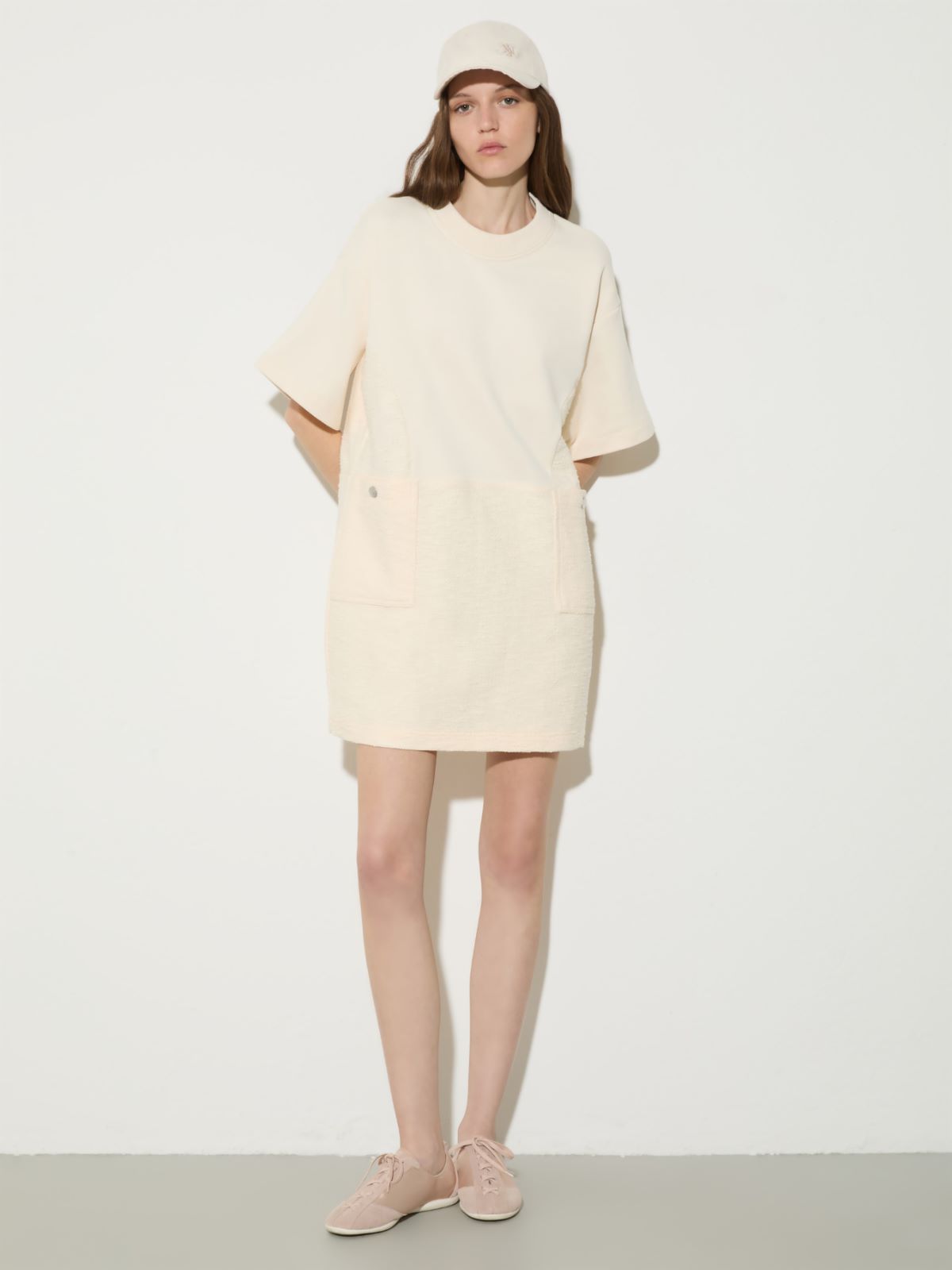 Fleece and basketweave dress - MILK - MAX&Co.