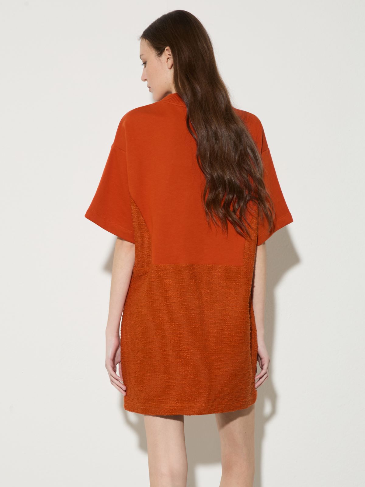 Fleece and basketweave dress - ORANGE - MAX&Co.