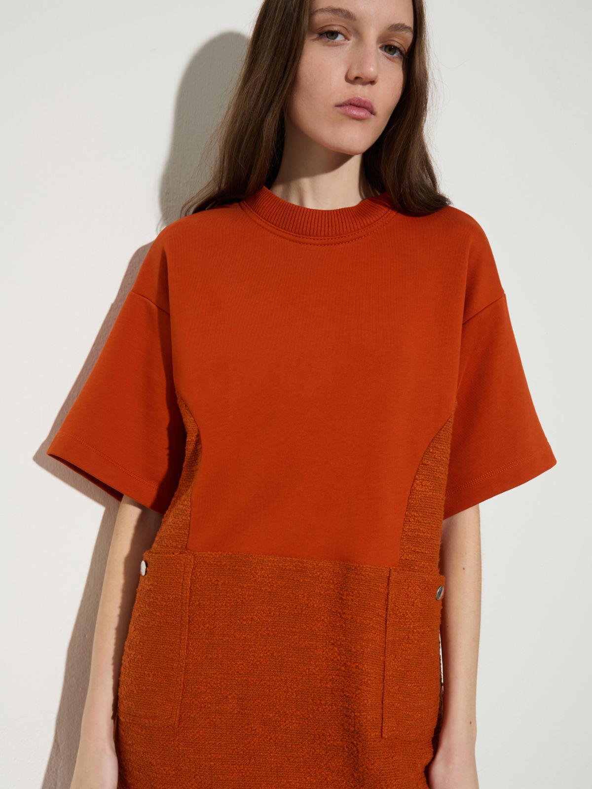 Fleece and basketweave dress - ORANGE - MAX&Co.