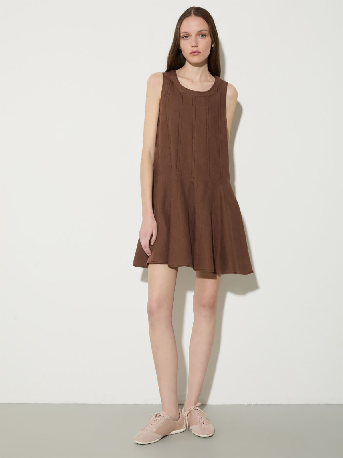 Pure linen mini dress - COFFEE - MAX&Co.