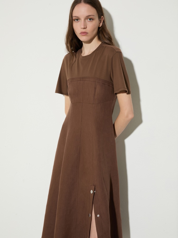 Linen and jersey midi dress - MAX&Co. - 3