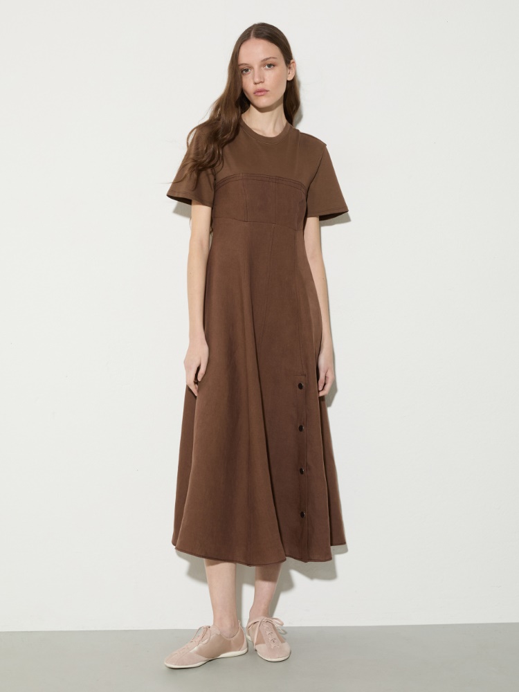 Linen and jersey midi dress - MAX&Co.