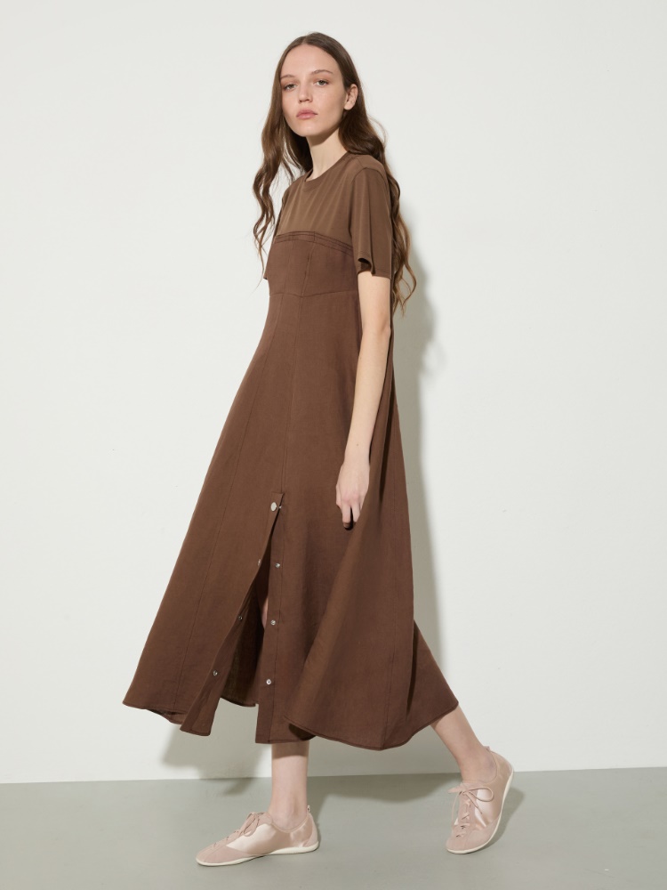 Linen and jersey midi dress - MAX&Co. - 5