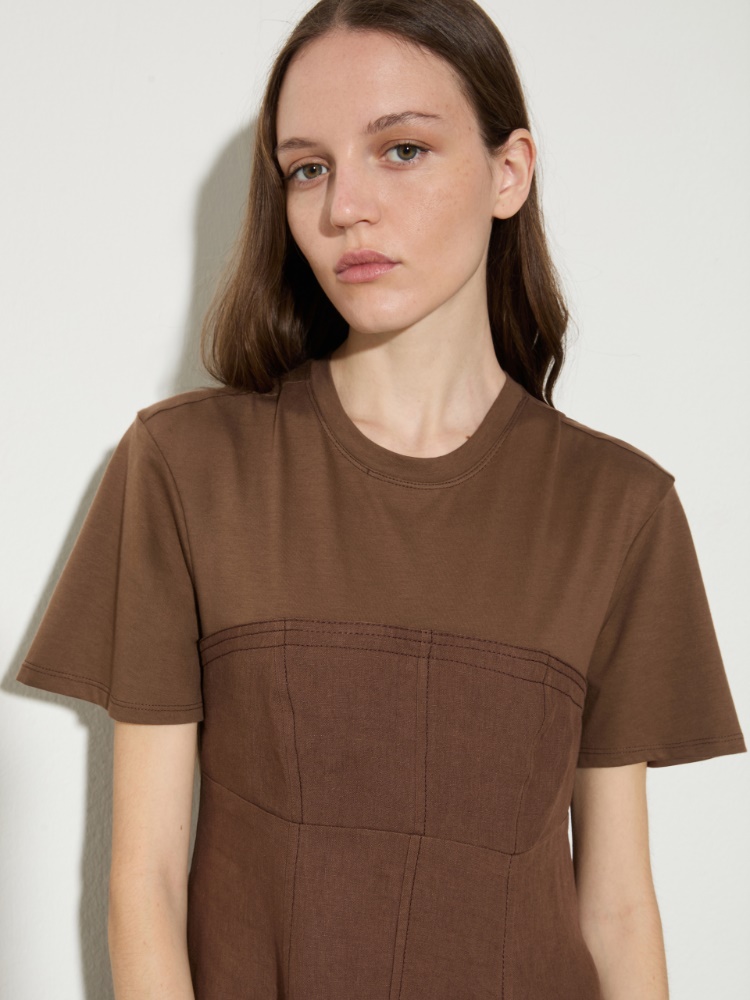 Linen and jersey midi dress - MAX&Co. - 4