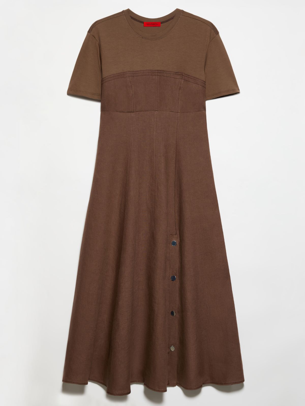 Linen and jersey midi dress - COFFEE - MAX&Co.