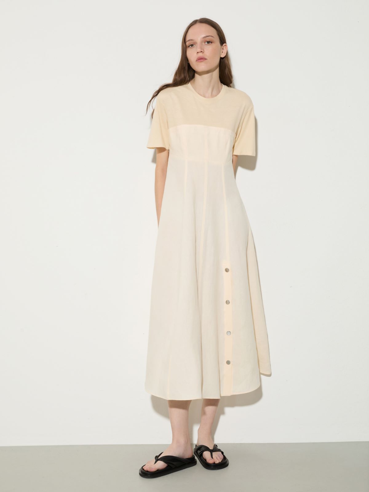 Linen and jersey midi dress - MILK - MAX&Co.