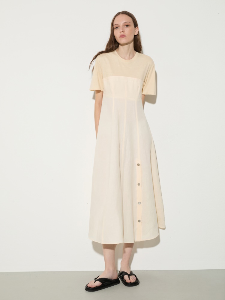 Linen and jersey midi dress - MAX&Co.