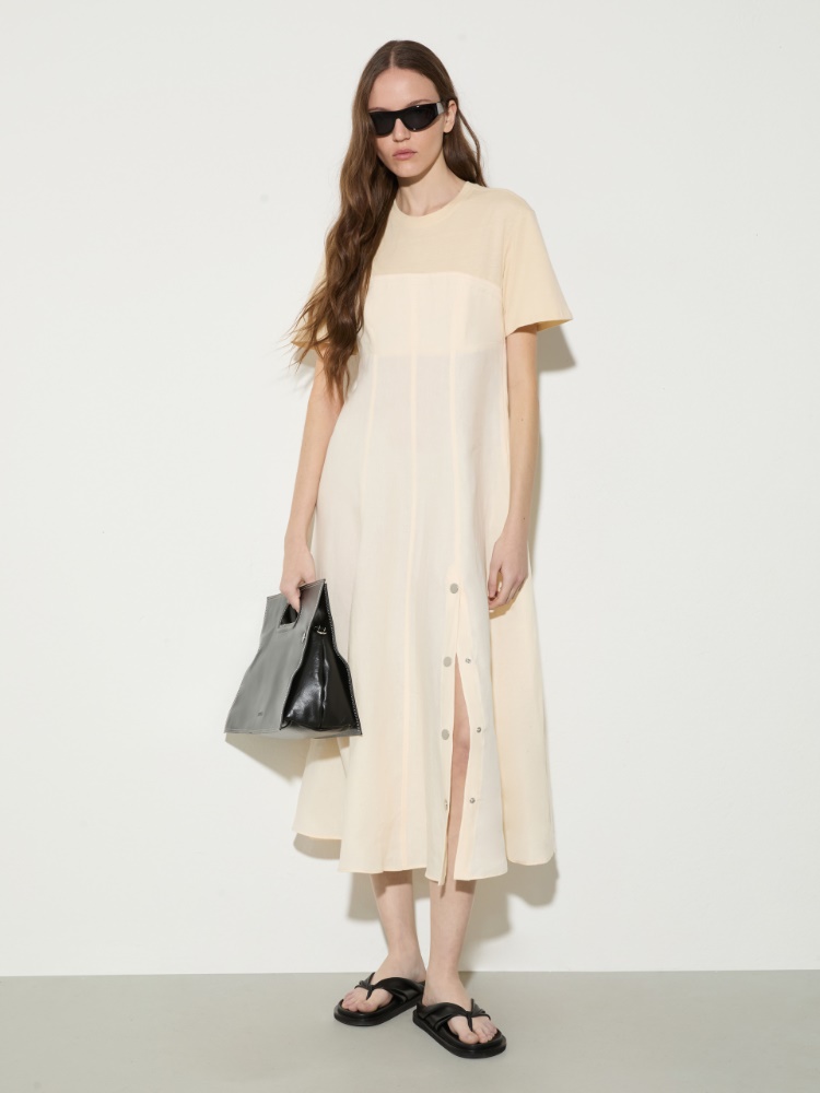 Linen and jersey midi dress - MAX&Co. - 5