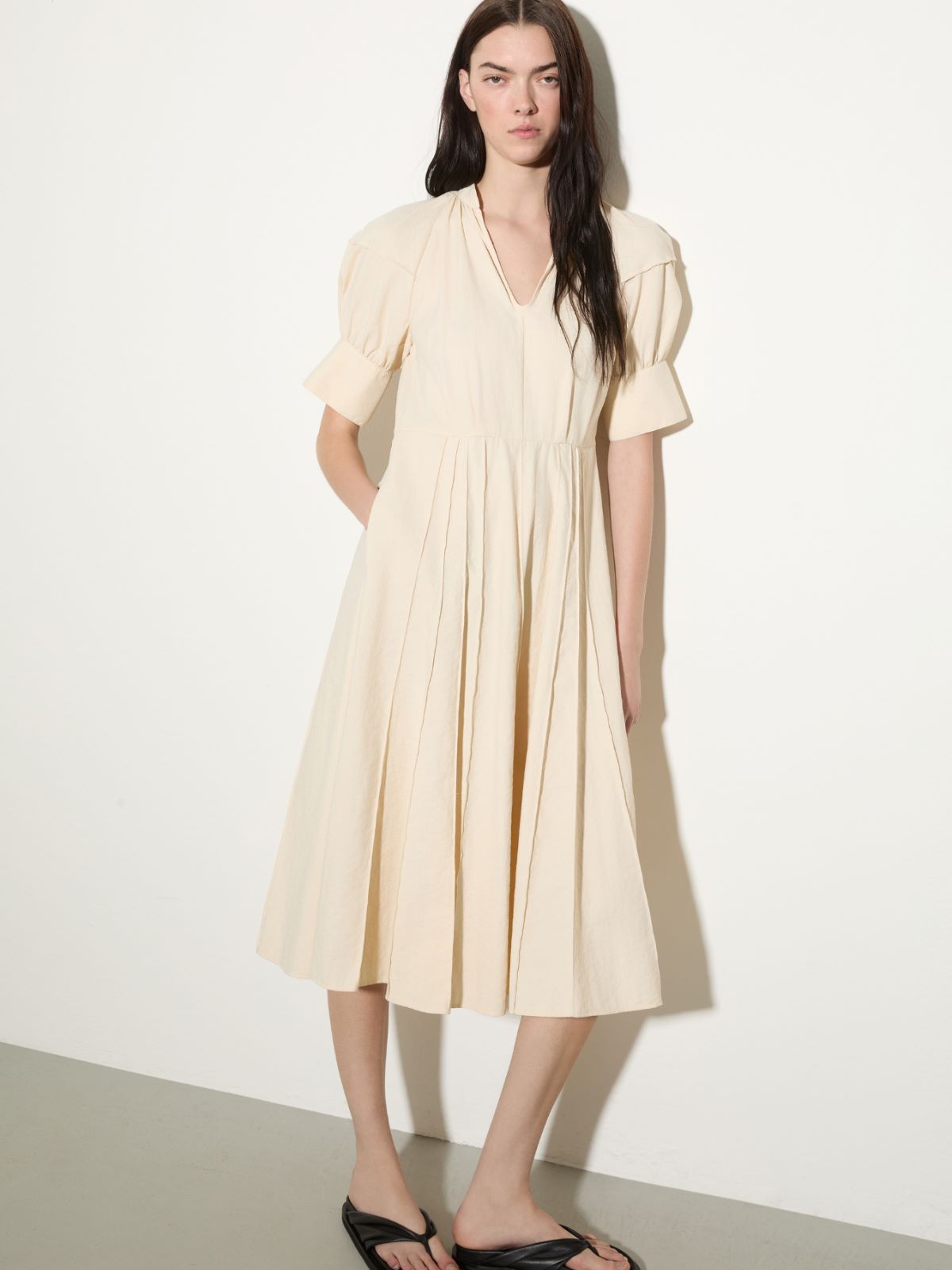Robe fit & flare en nylon fluide - LAIT - MAX&Co.