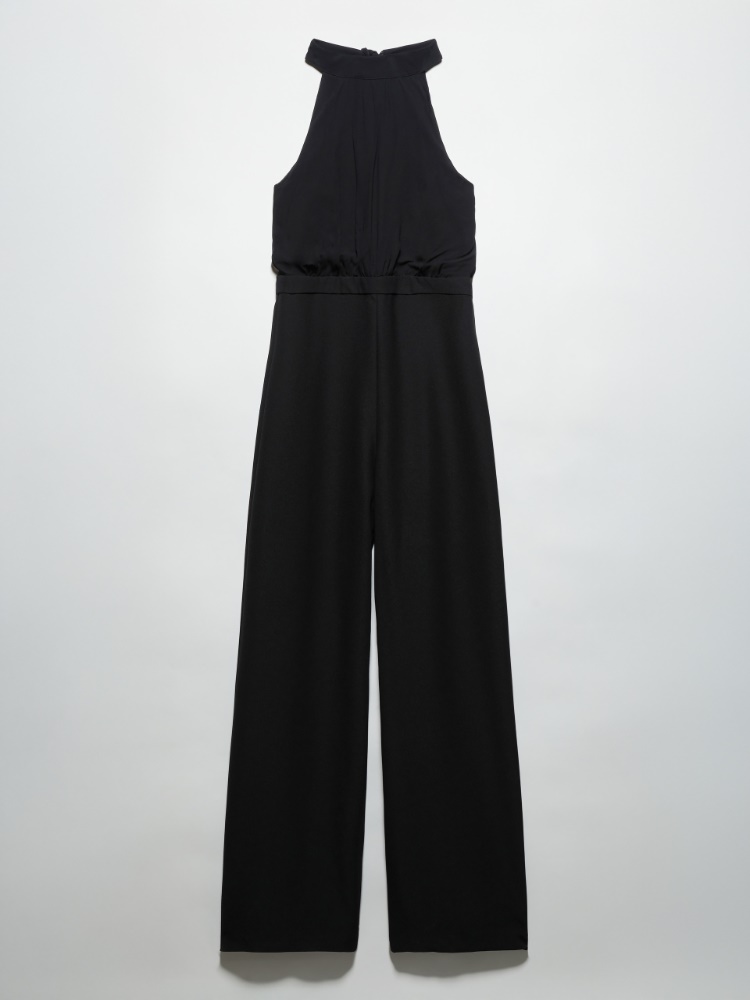 Jumpsuit in envers satin and georgette - BLACK - MAX&Co.