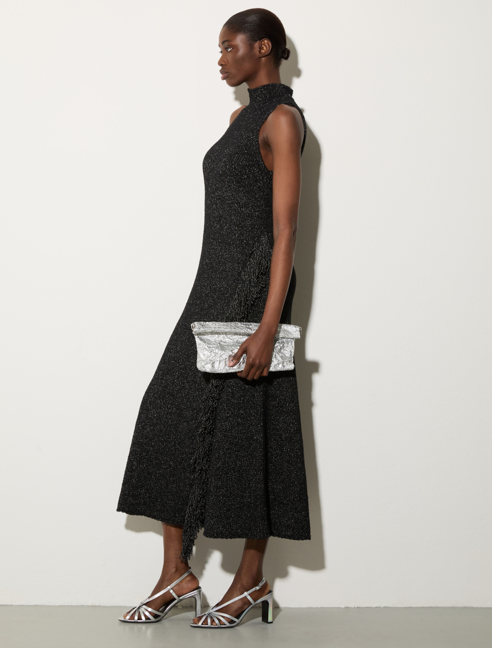 Knit midi dress with fringe - BLACK - MAX&Co. - 4