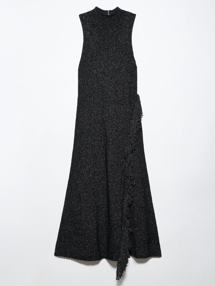 Midi-Strickkleid mit Fransen - SCHWARZ - MAX&Co.