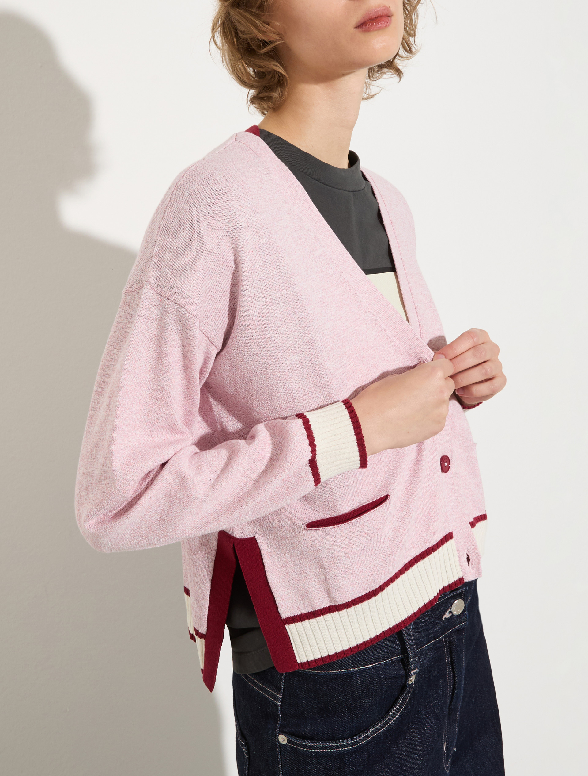 Mouliné yarn cardigan - PINK - MAX&Co. - 3