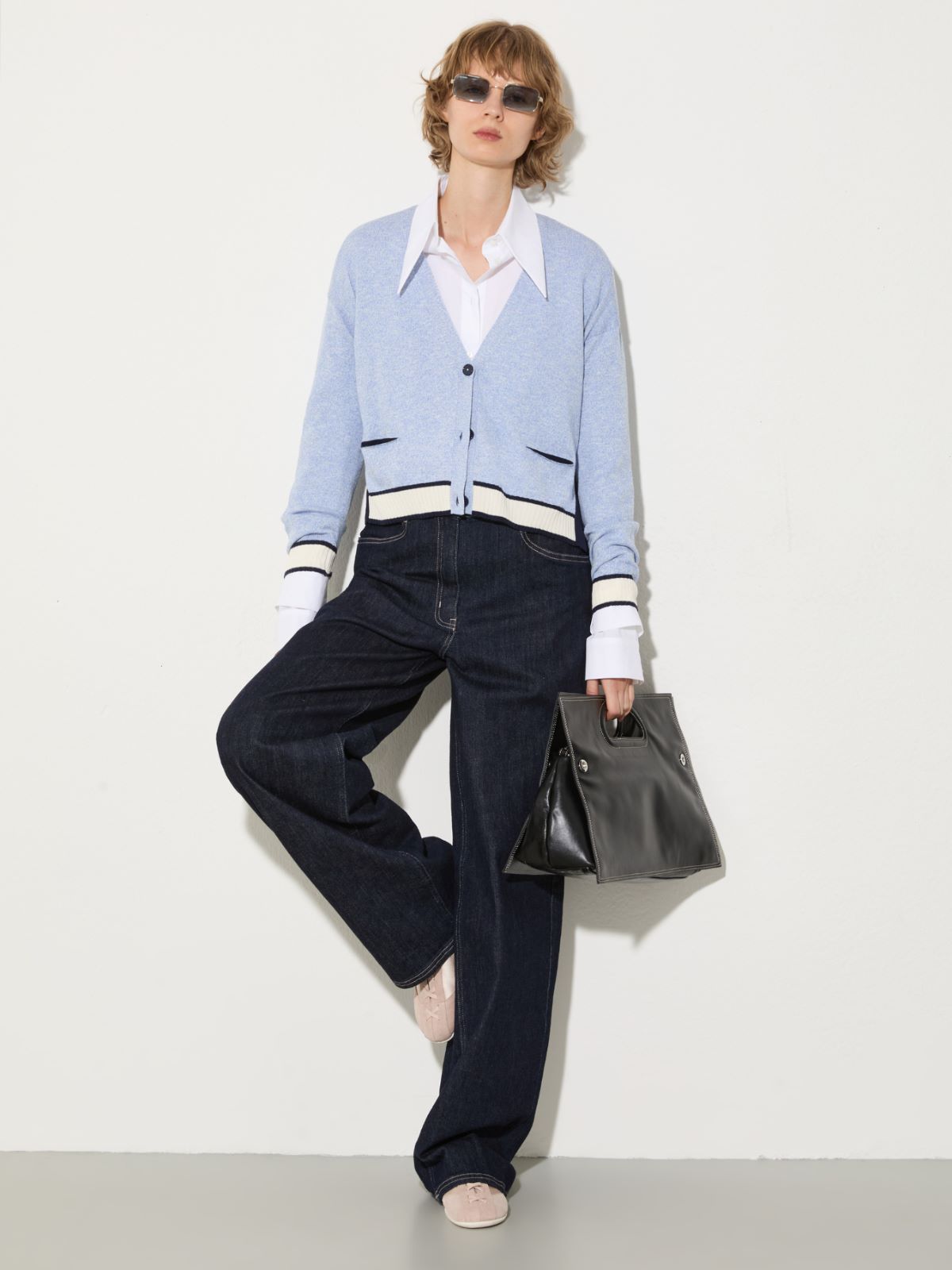 Mouliné yarn cardigan - LIGHT BLUE - MAX&Co.