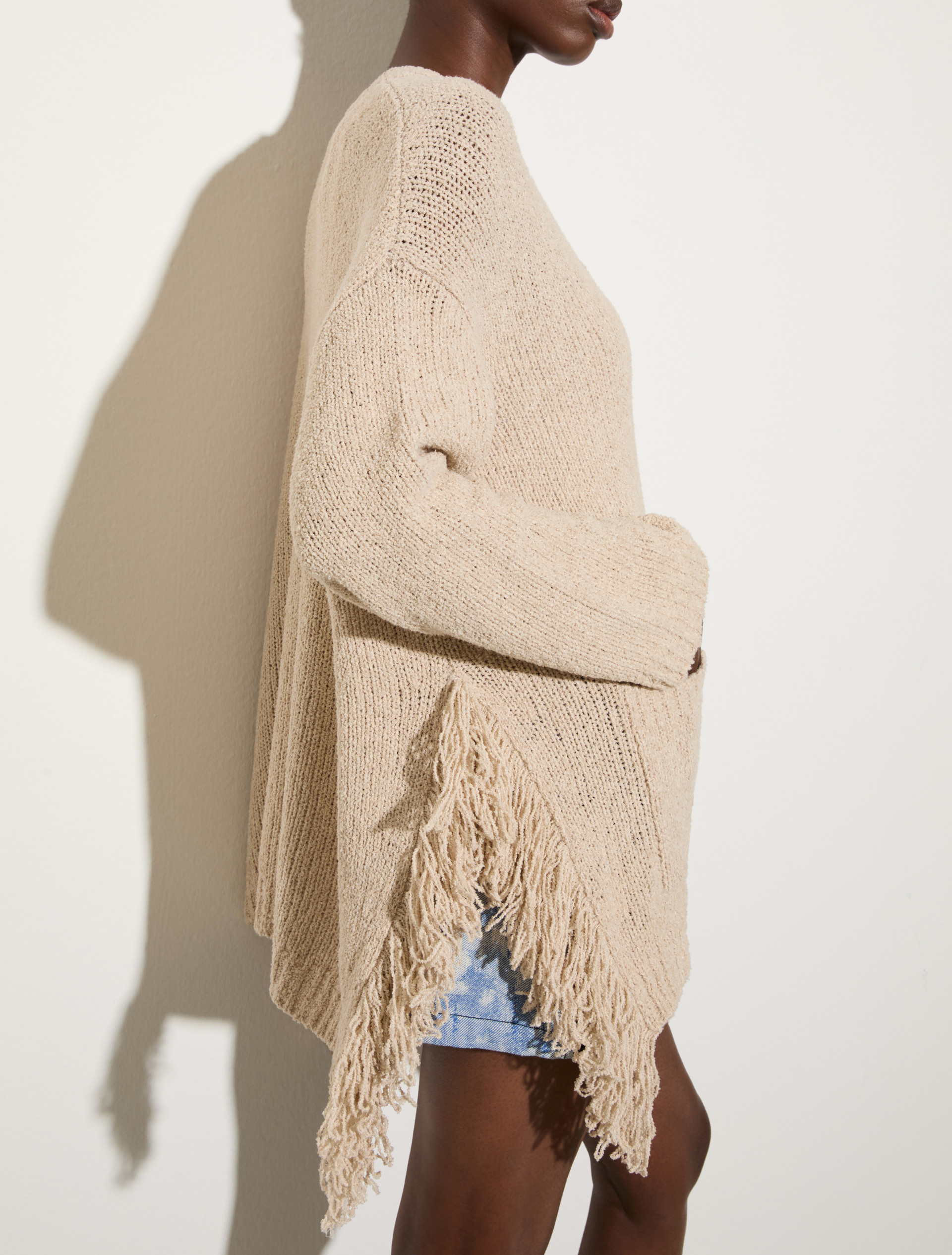 Bouclé cardigan with fringes, ice | MAX&Co. Bouclé cardigan with fringes - ICE - MAX&Co. - 3