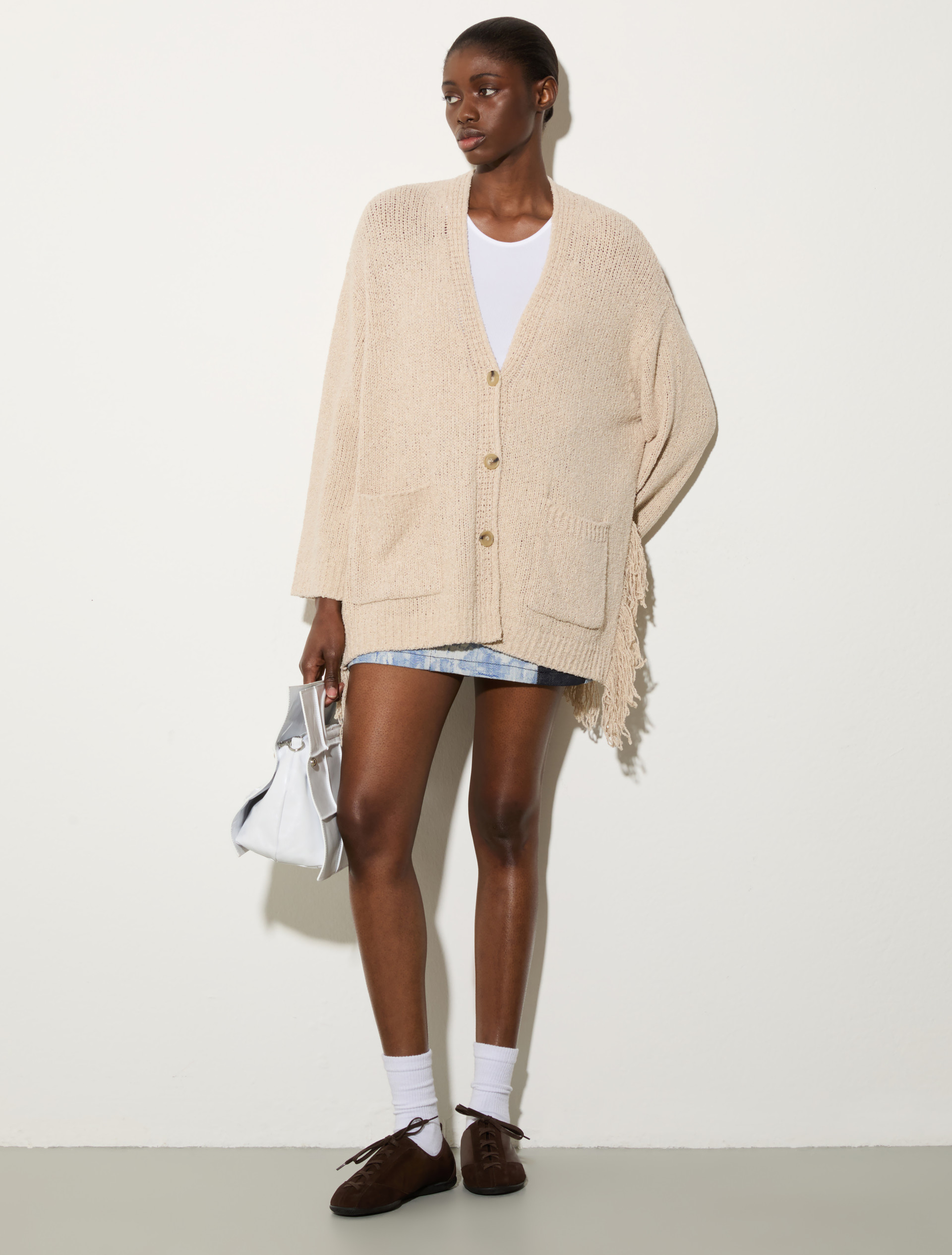 Bouclé cardigan with fringes, ice | MAX&Co. Bouclé cardigan with fringes - ICE - MAX&Co. - 4