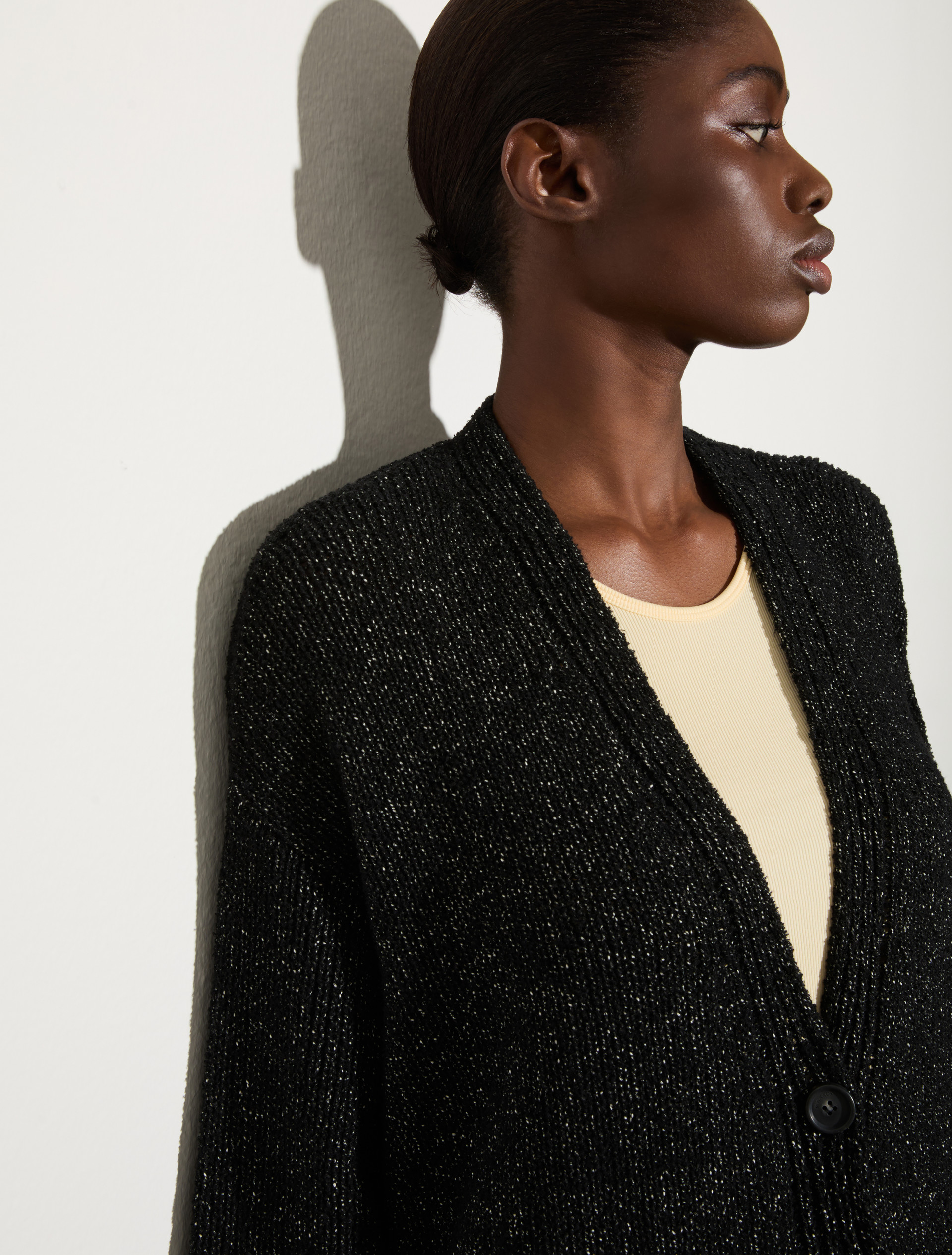 Bouclé cardigan with fringes, black | MAX&Co. Bouclé cardigan with fringes - BLACK - MAX&Co. - 3