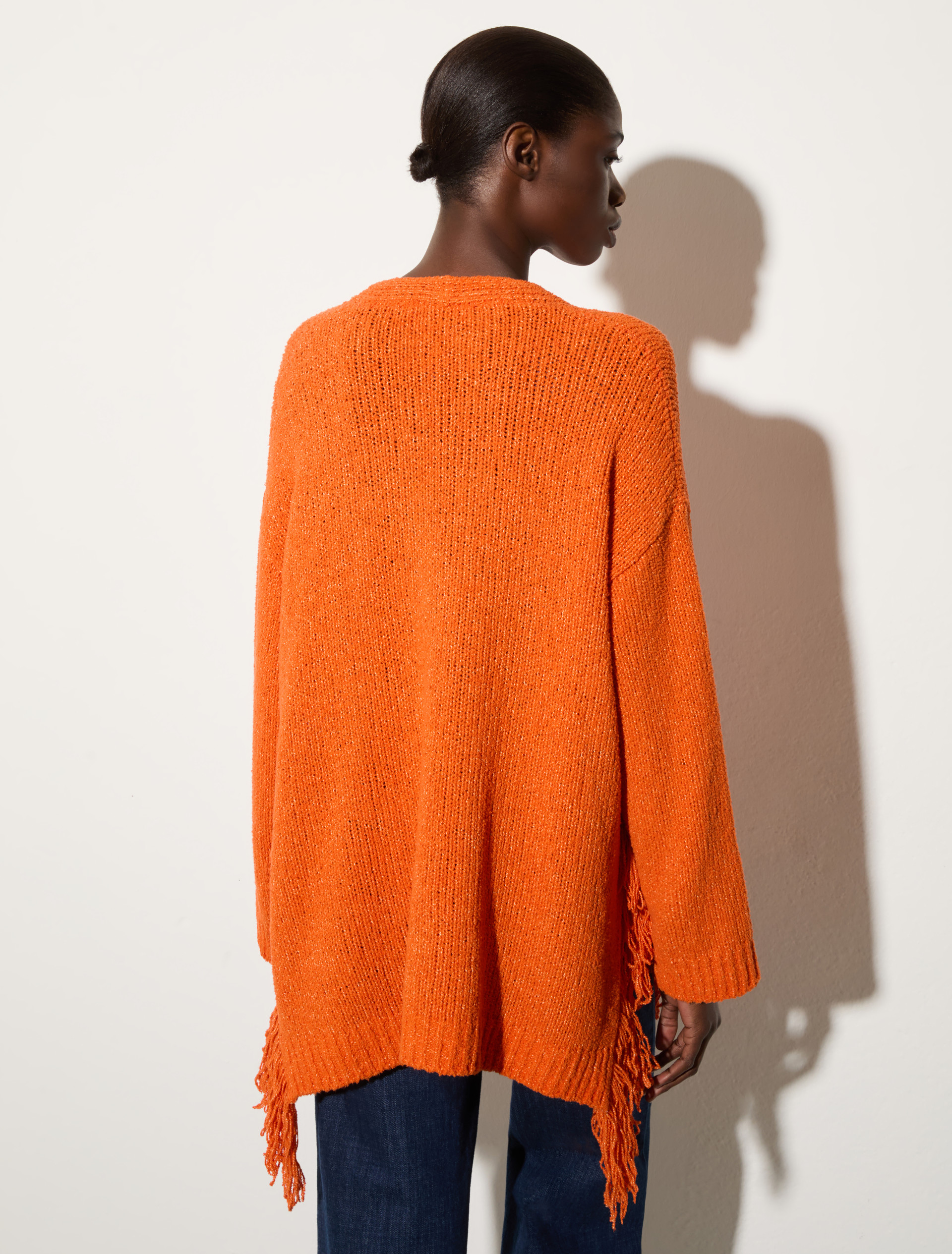 Bouclé cardigan with fringes, orange | MAX&Co. Bouclé cardigan with fringes - ORANGE - MAX&Co. - 2