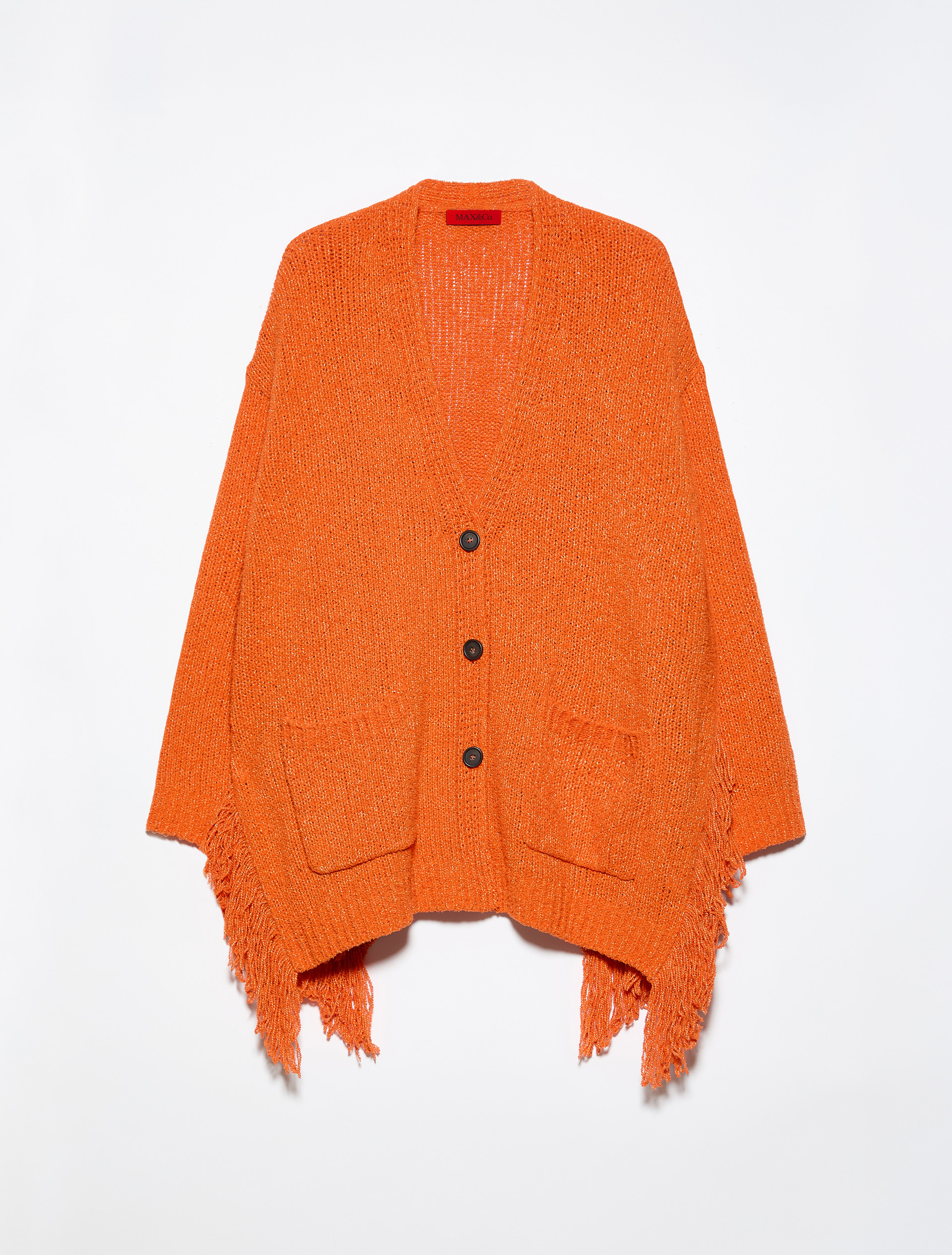 Cardigan aus Bouclé mit Fransen - ORANGE - MAX&Co.