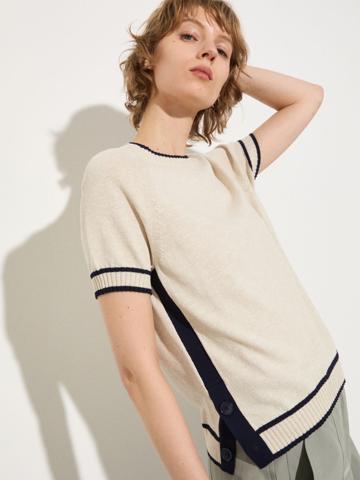 Mouliné knit T-shirt - BEIGE - MAX&Co.