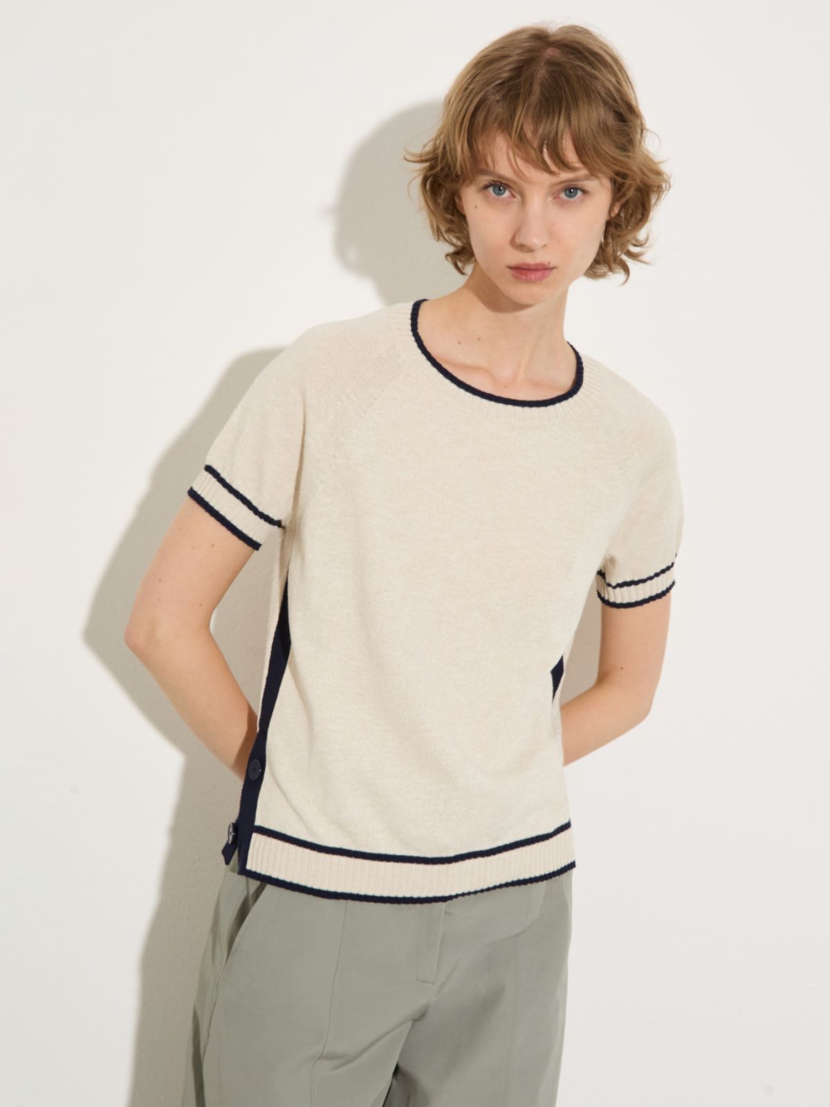 Mouliné knit T-shirt - BEIGE - MAX&Co.