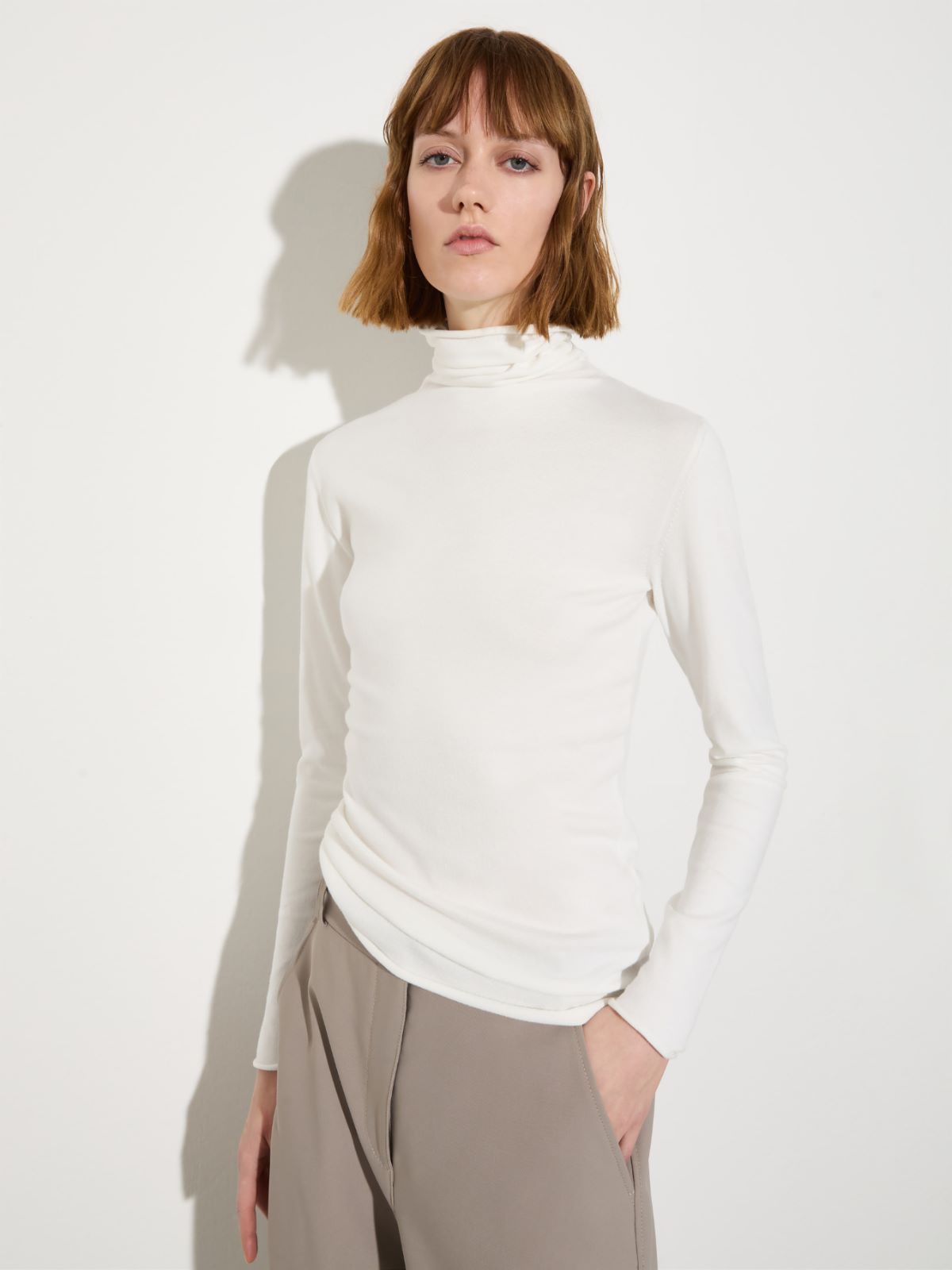 Stretch-tricot turtleneck - WHITE - MAX&Co.