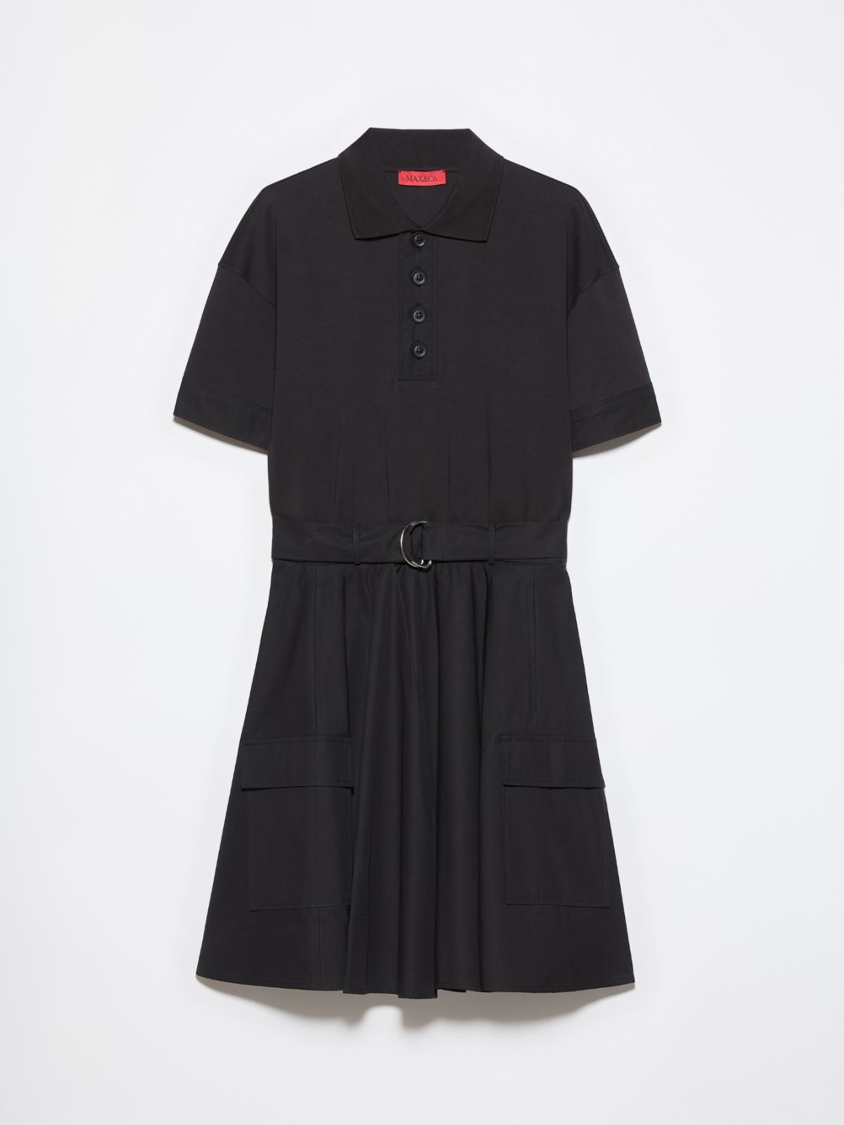 Polokleid aus Jersey und Popeline - SCHWARZ - MAX&Co. - 5