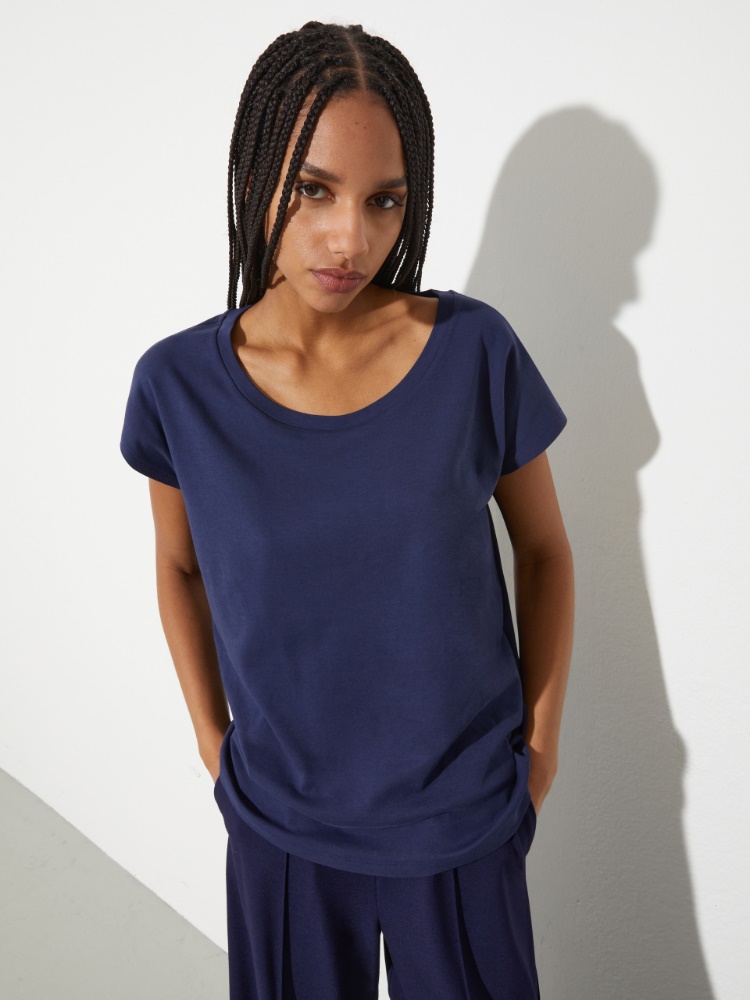T-shirt in jersey di cotone - BLU MARINO - MAX&Co.
