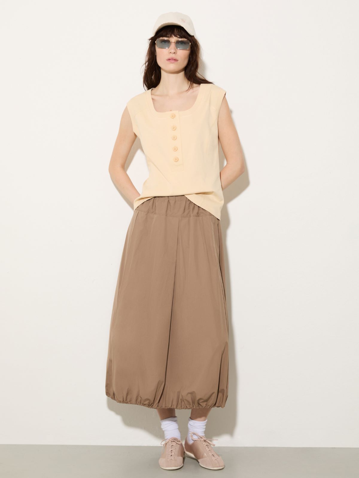 Jersey and poplin top - SAND - MAX&Co. - 4