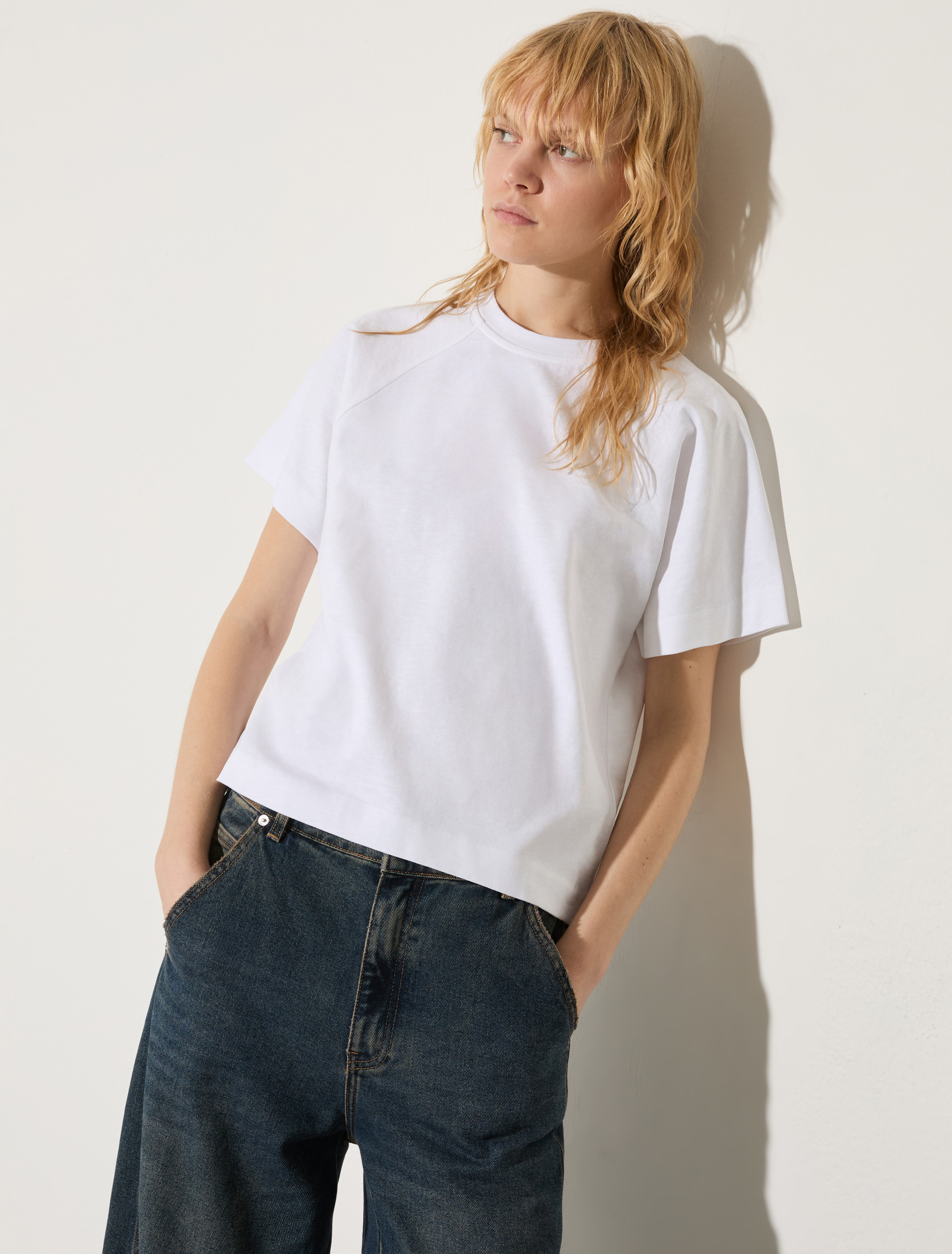 Cotton and linen T-shirt, optical white | MAX&Co. Cotton and linen T-shirt - OPTICAL WHITE - MAX&Co.