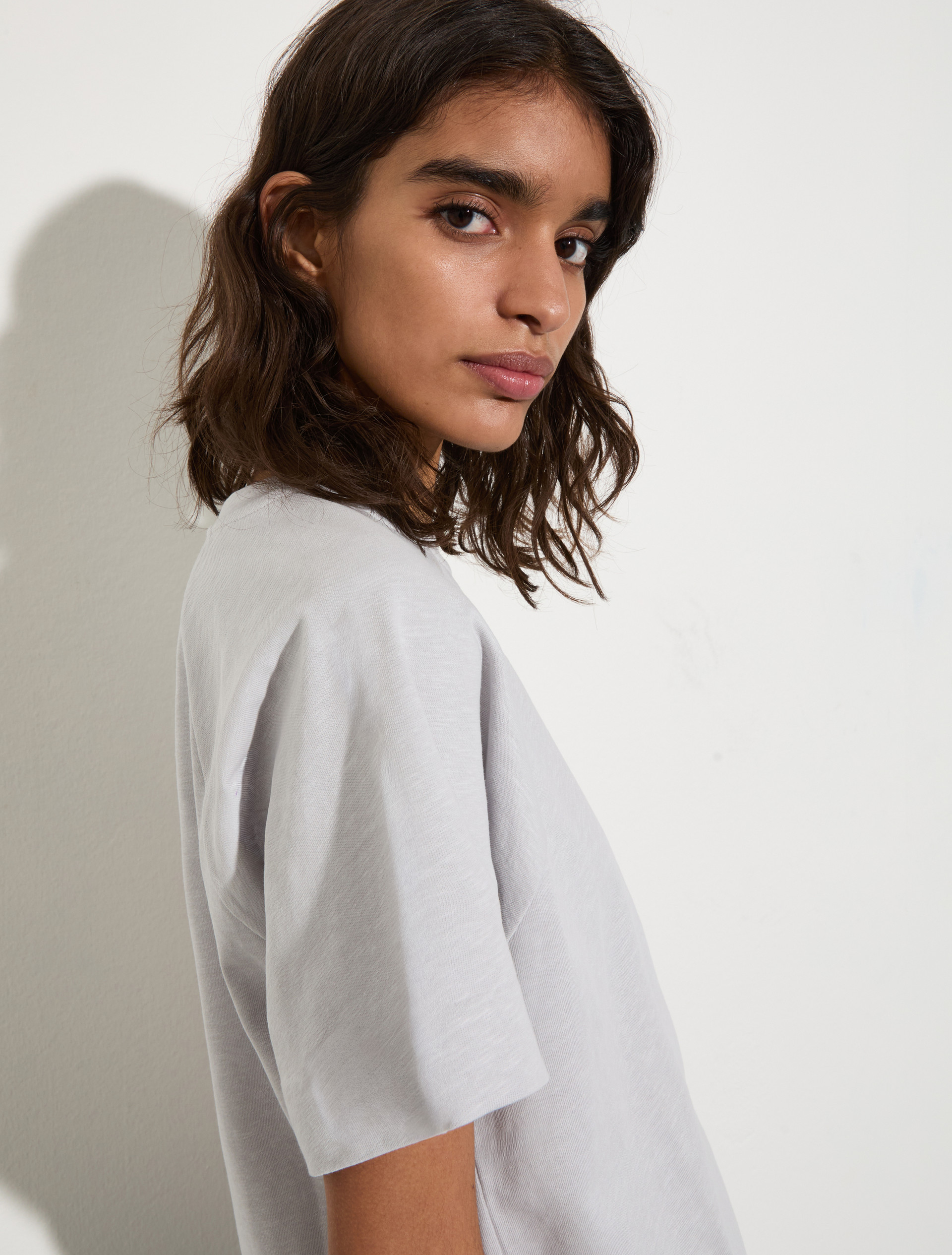 Cotton and linen T-shirt - LIGHT GREY - MAX&Co. - 3