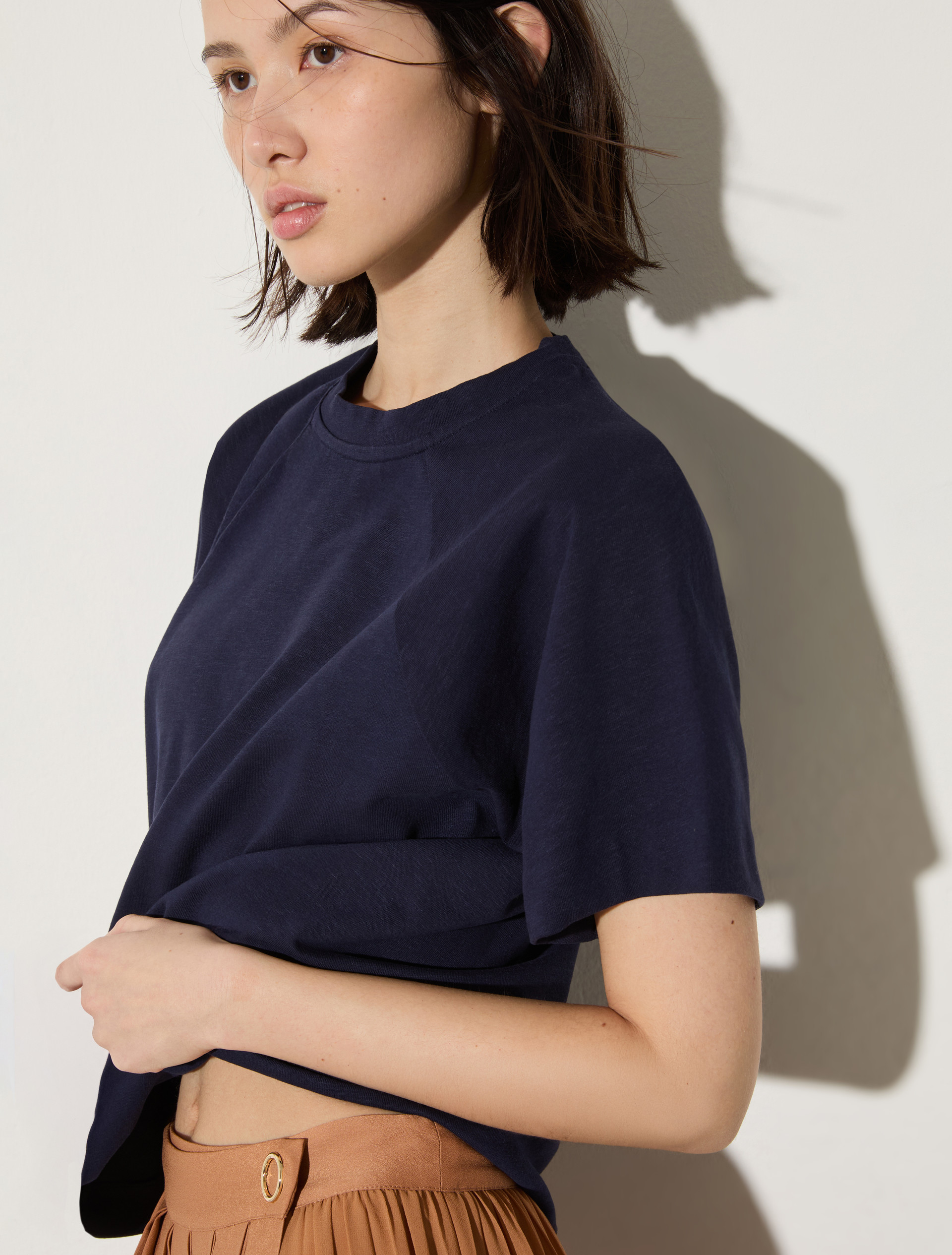 Cotton and linen T-shirt - MIDNIGHTBLUE - MAX&Co. - 3