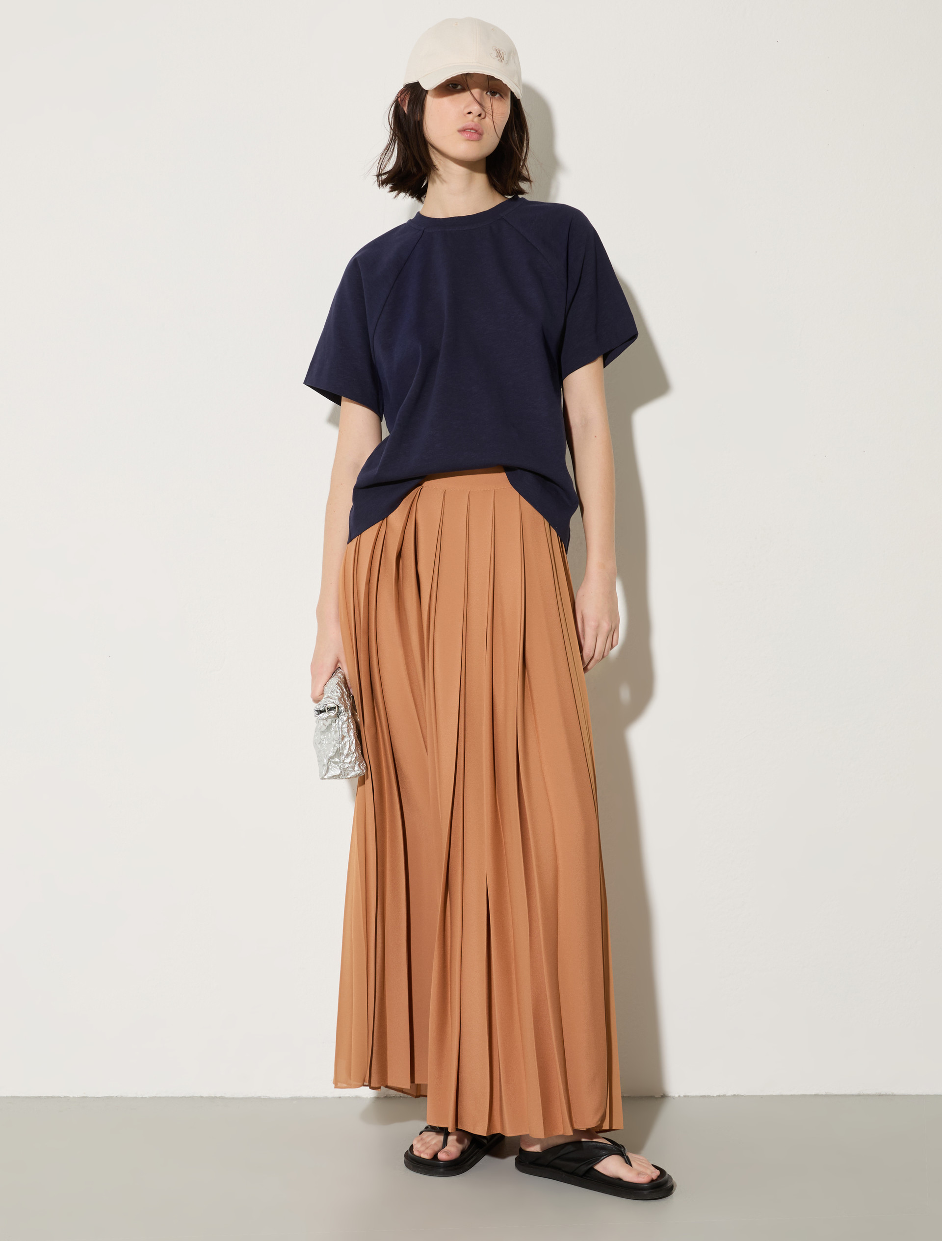 Cotton and linen T-shirt - MIDNIGHTBLUE - MAX&Co. - 4